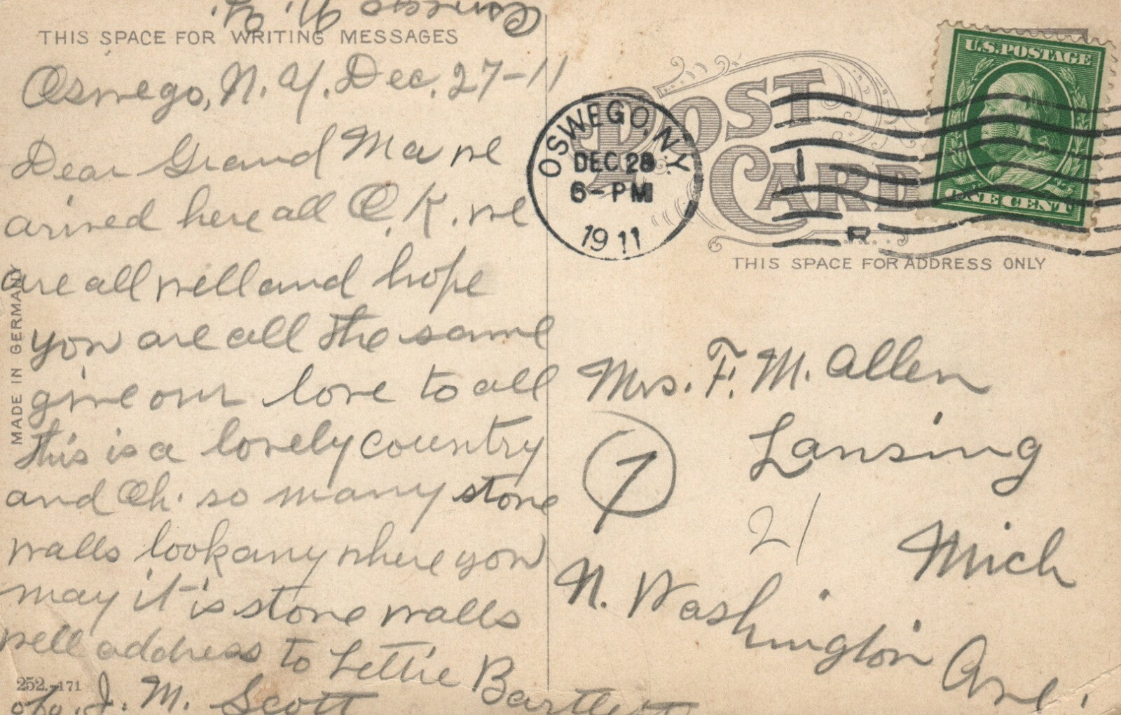 Young Mens Christian Association Oswego New York NY Postcard