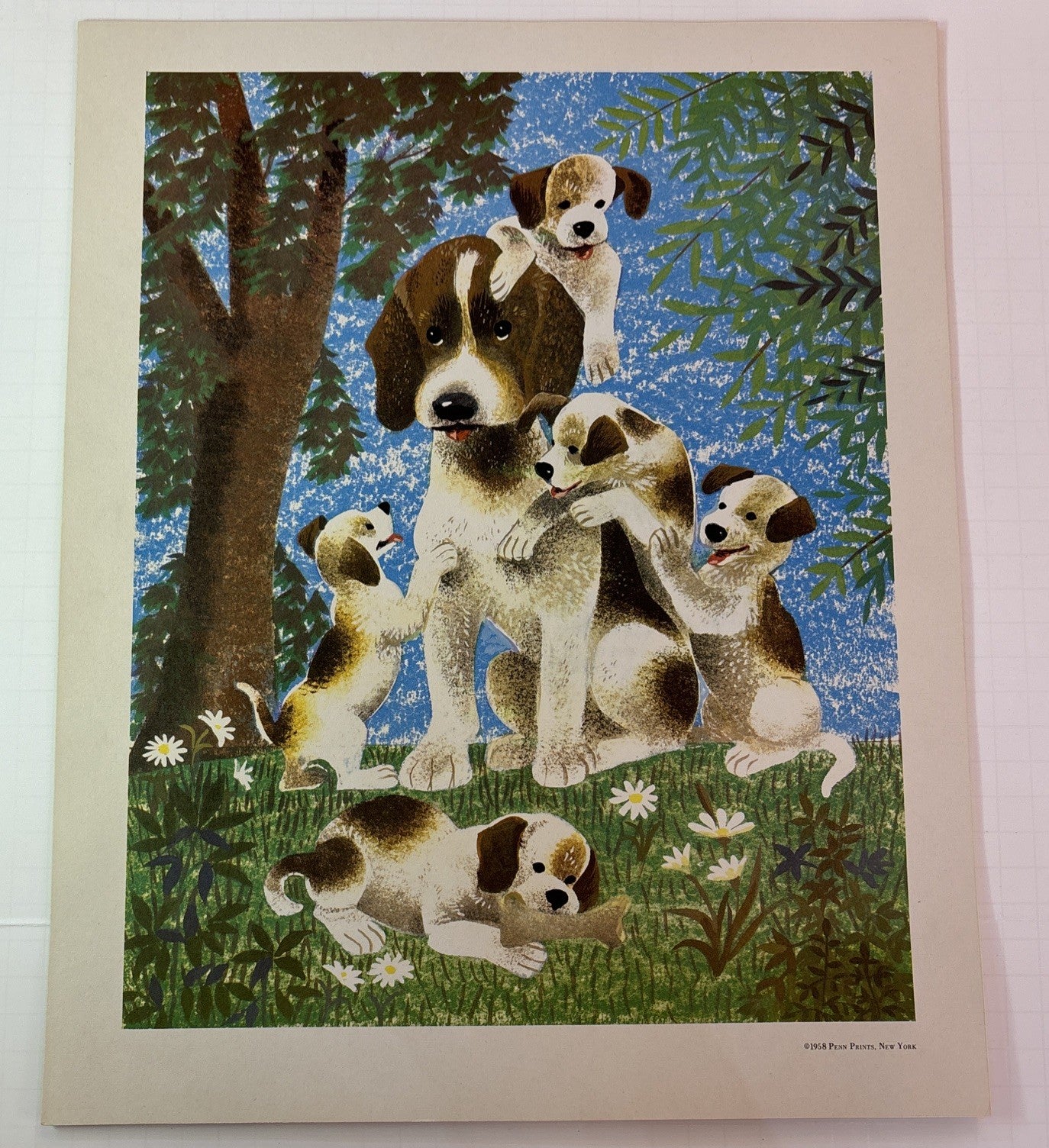 Six (6) Farm Animals Decorative Prints Penn 1958 Leonard Weisgard Yellow Folio