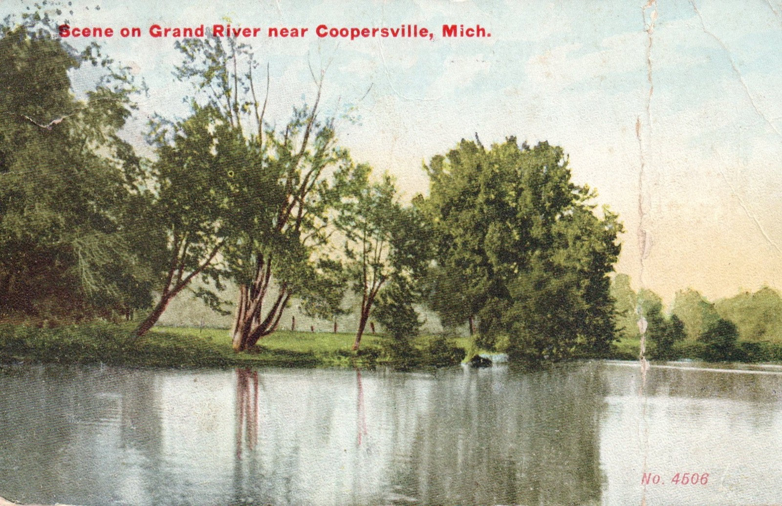 Scene on Grand River Near Coopersville MI Michigan Postcard