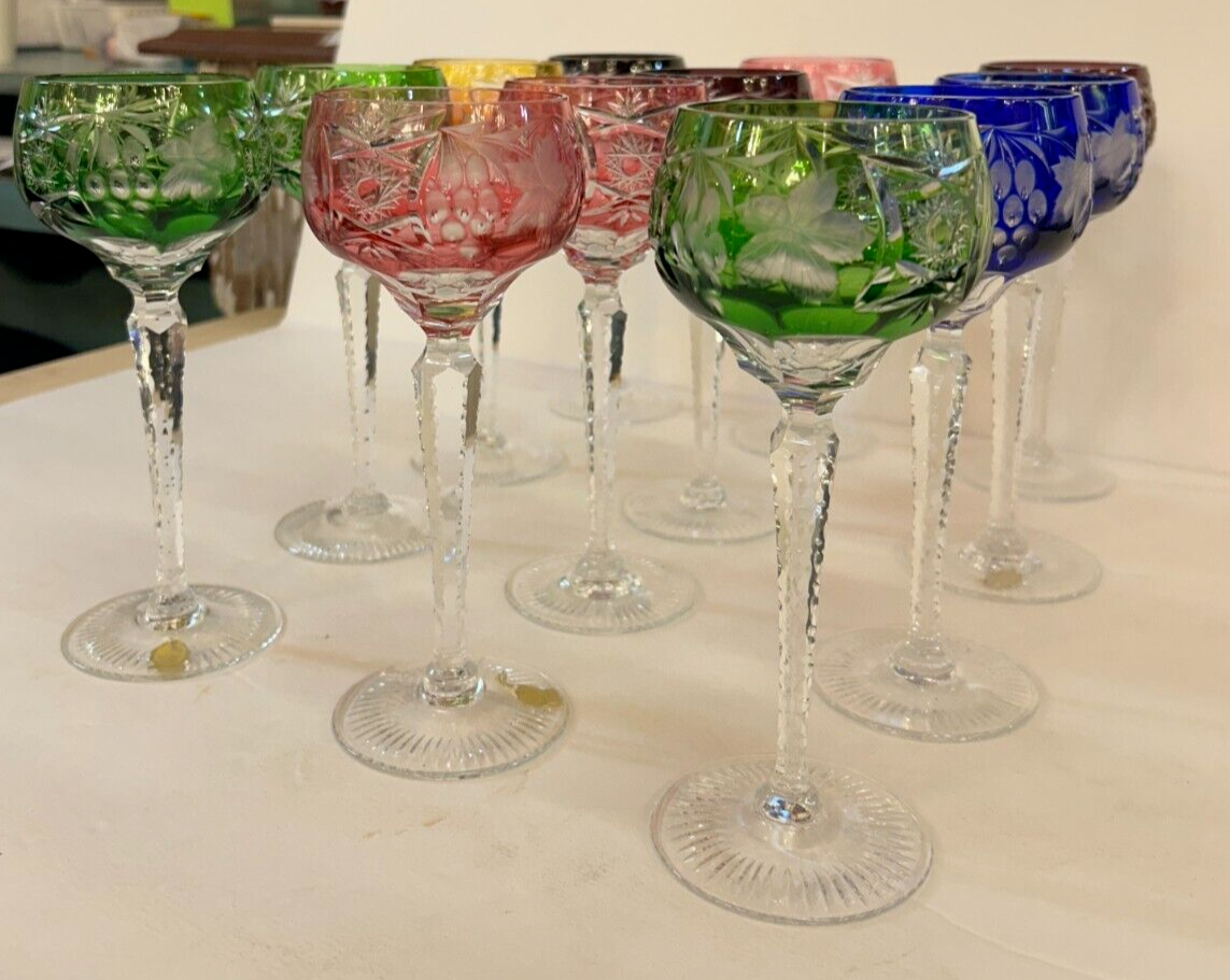 12 NACHTMANN TRAUBE Crystal 8.25 Cut To Clear WINE GOBLET Bohemian Marsala