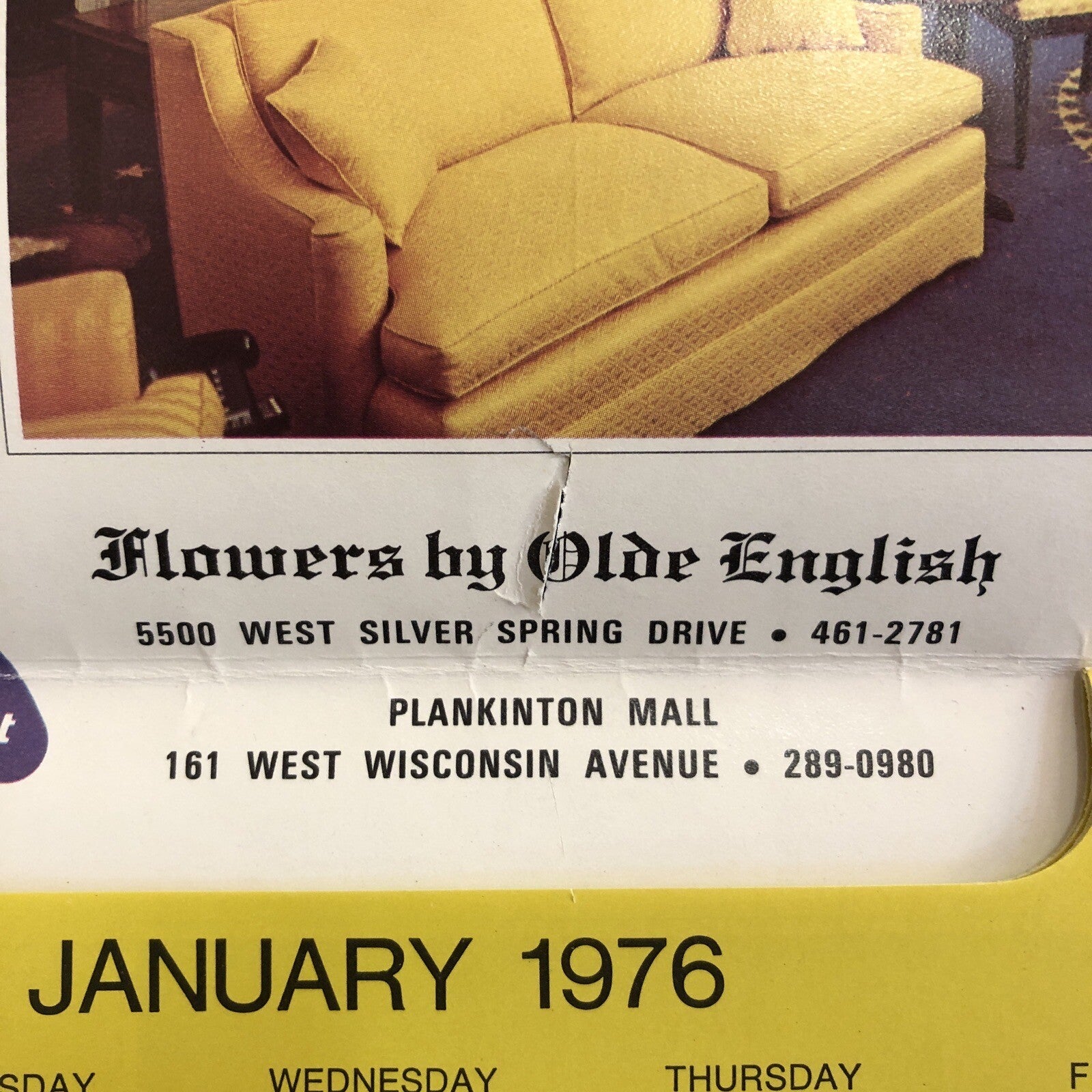 1976 Flowers by Olde English White House Bicentennial Advertising Calendar