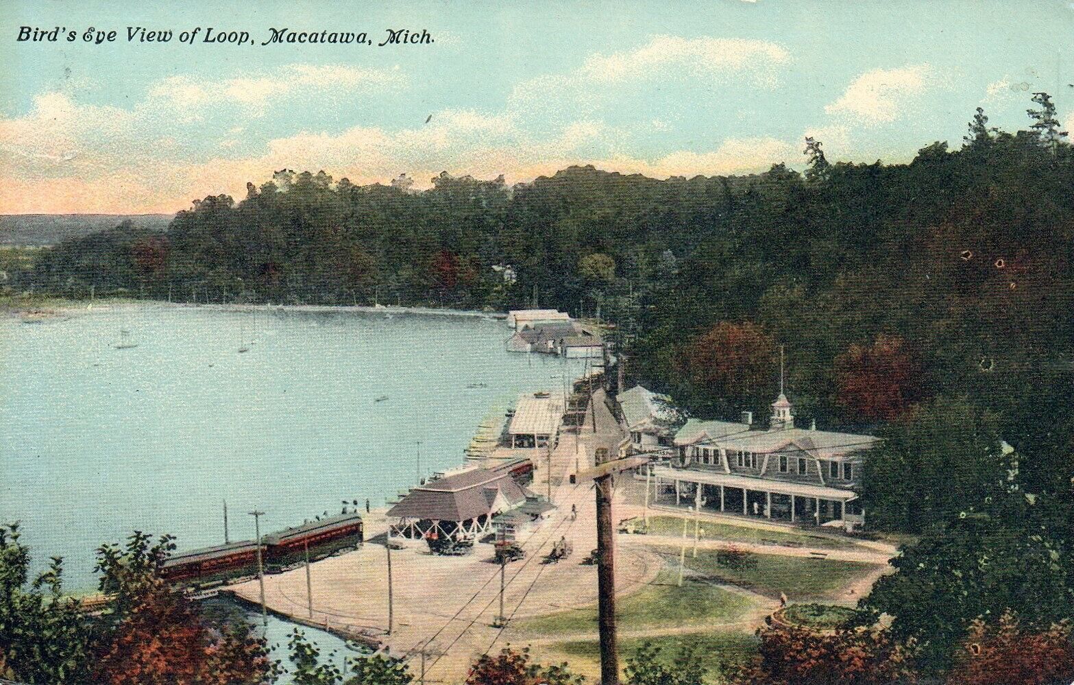 Bird's Eye View of Loop Macatowa  Mich Michigan Postcard
