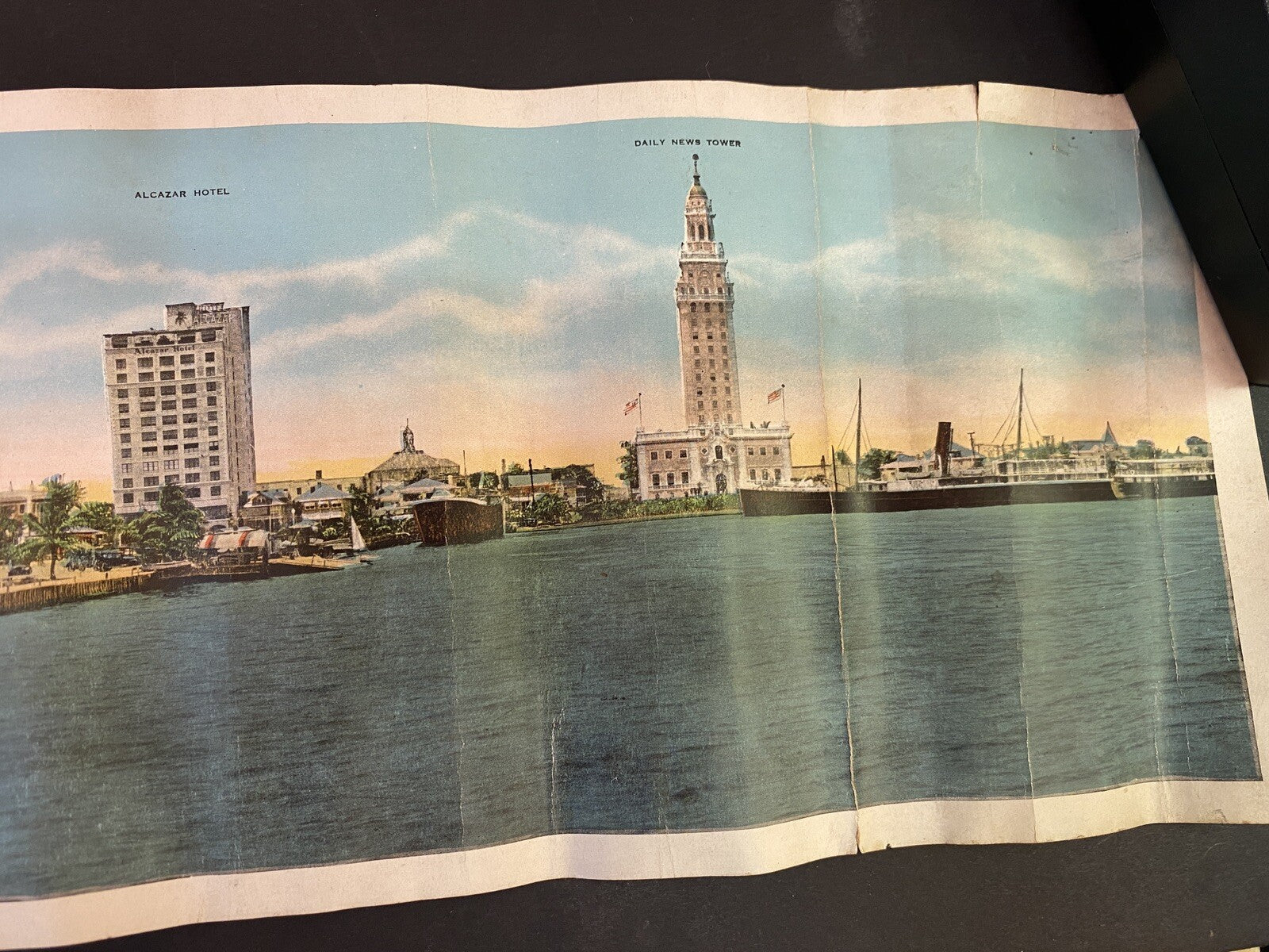 RARE GIANT Panoramic View Waterfront Miami  Florida FL Panoramic Postcard