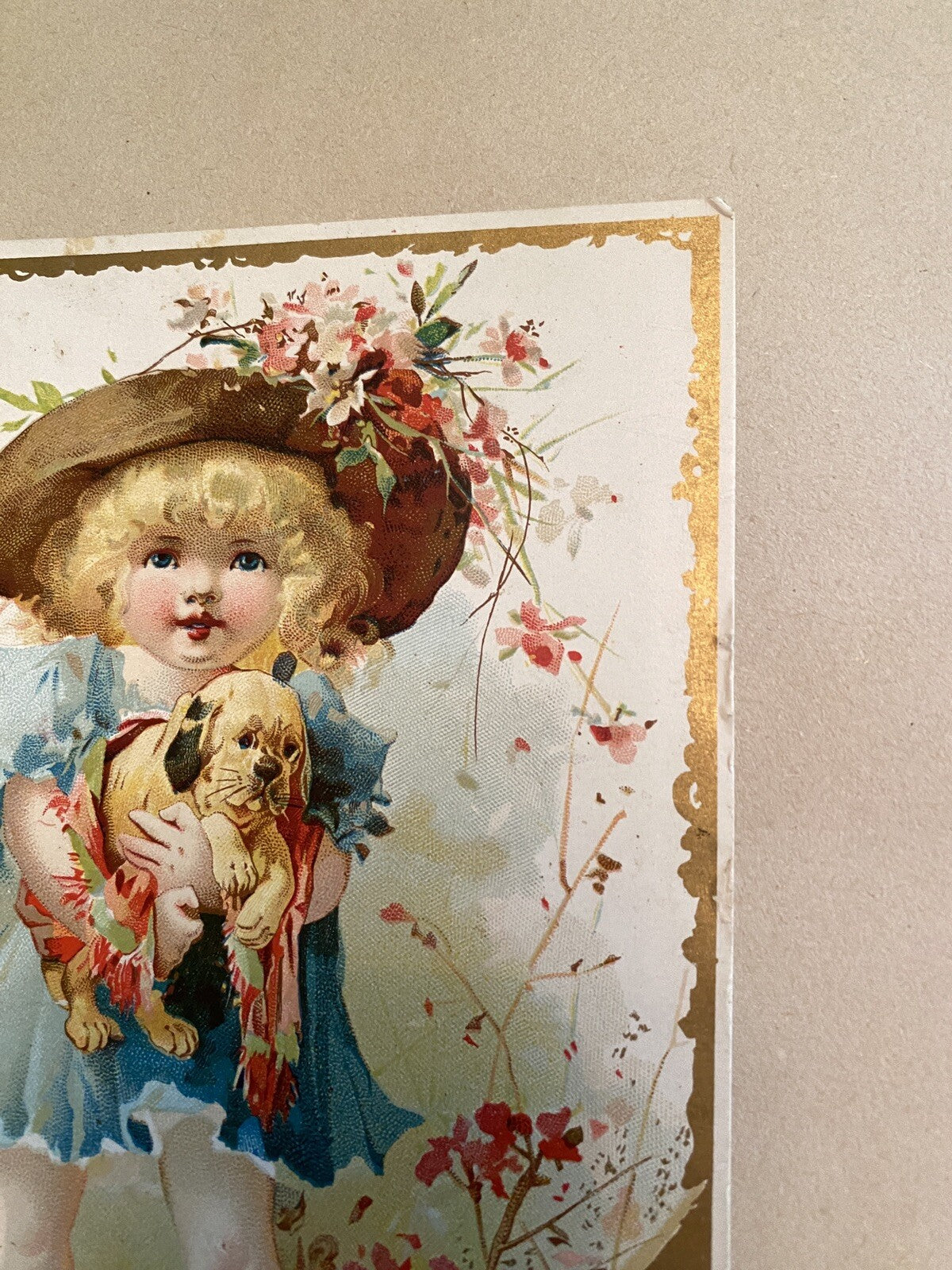 Mclaughlin's coffee Trade Trading Advertising Card girl Dog 7 x 5.5"