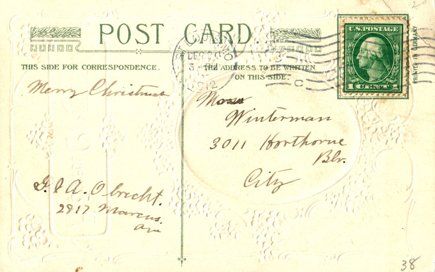 John Winsch A Joyful Christmastide Snowy Home & Family Vintage Postcard