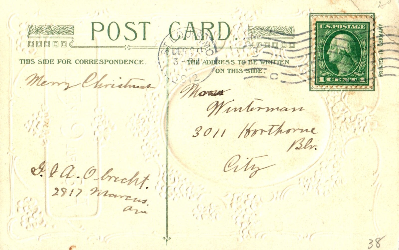 John Winsch A Joyful Christmastide Snowy Home & Family Vintage Postcard