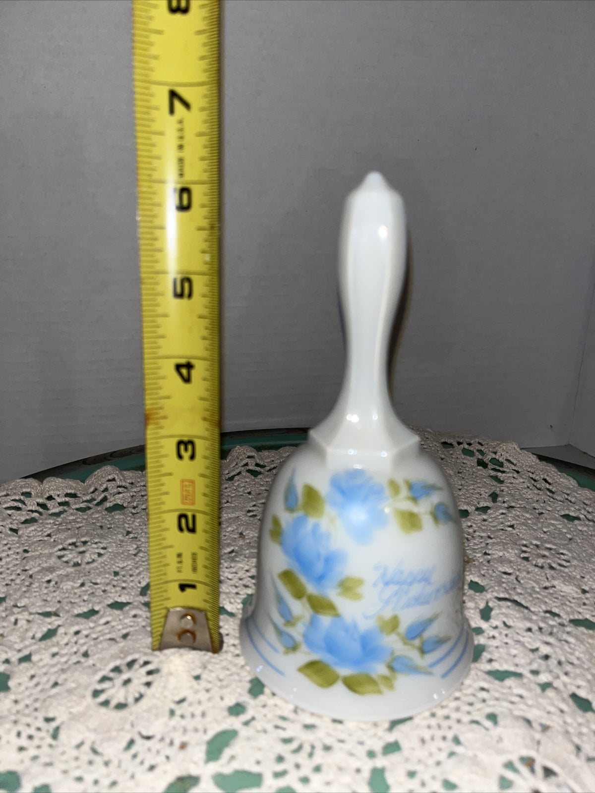 Vintage Fenton  Happy Annniversary Glass Hand Painted Bell
