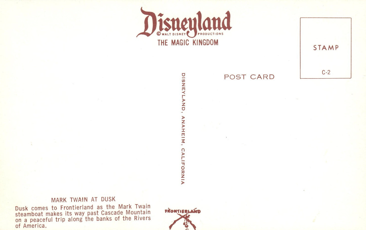 Mark Twain Steamboat At Dusk Disney Disneyland Amusement Park Postcard
