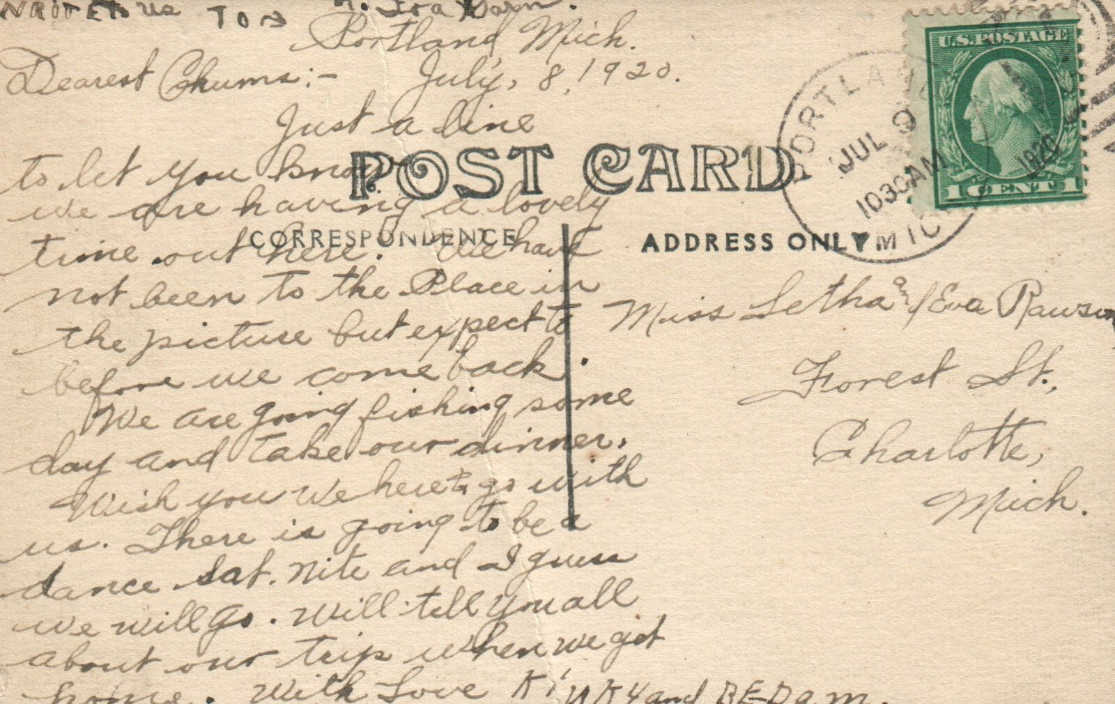 Commonwealth electric Plant Below Portland Michigan Michigan Mich MI Postcard