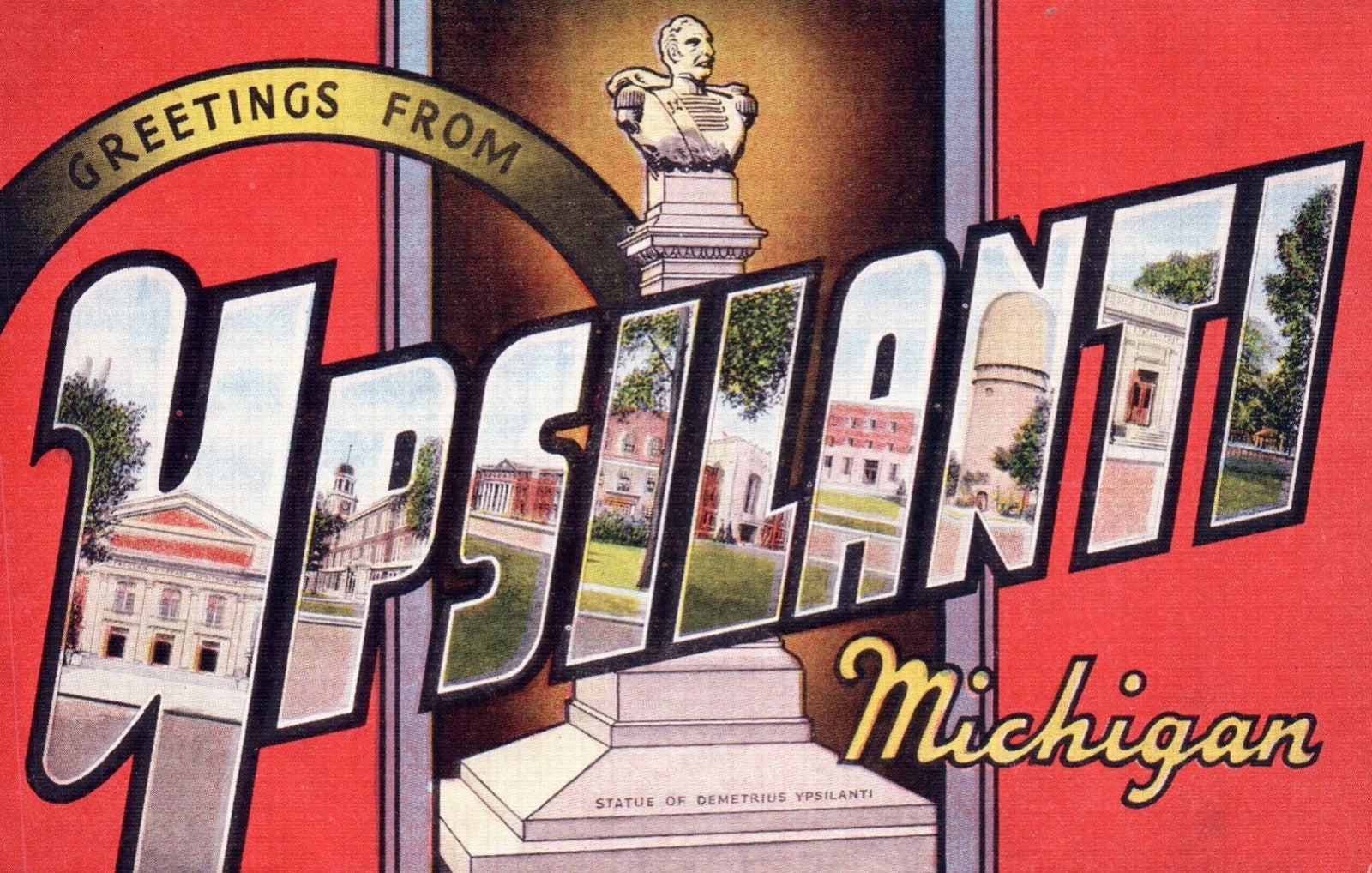 Large Letter Greetings From Ypsilanti Michigan MI Postcard