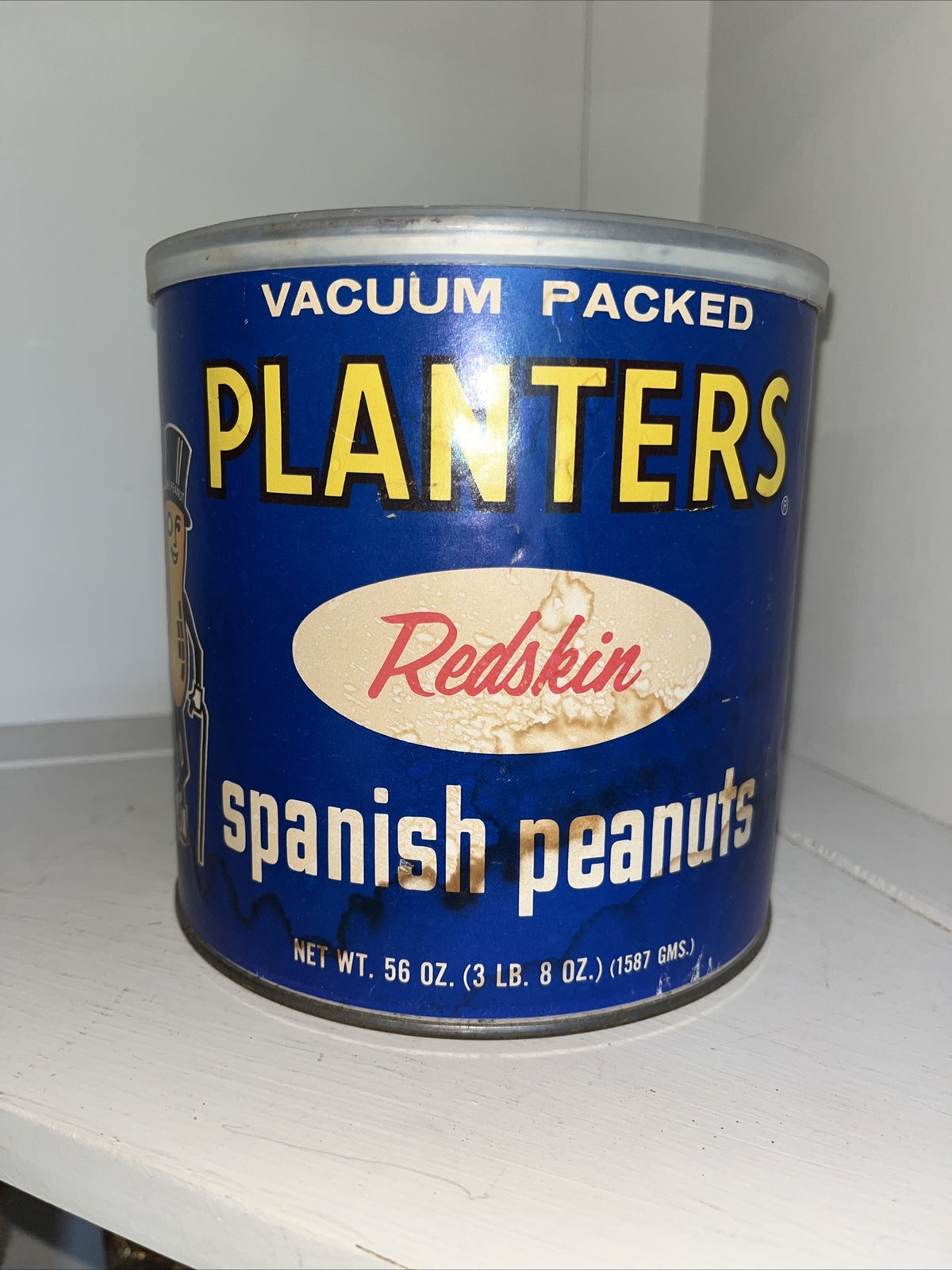 Vintage PLANTERS REDSKIN SPANISH PEANUTS 3lb. NEVER OPENED But Empty RARE