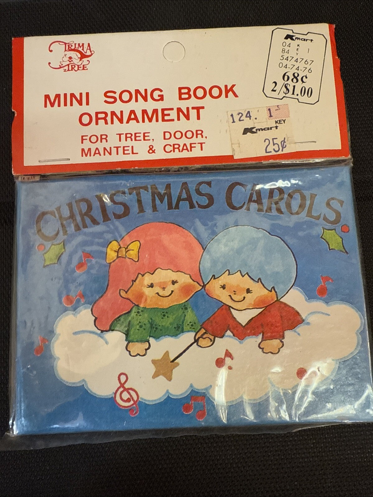 Vtg SSCO Christmas Carols Girl Boy mini Book Ornament 6 Songs 20 Pages Taiwan