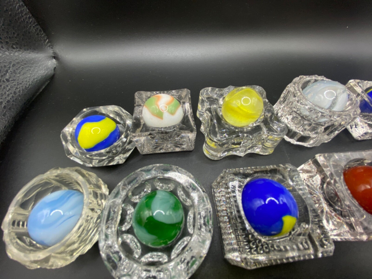 Vintage Lot of 15 large Marble boulders agate swirl Marbles Salt Dips NOT INCL