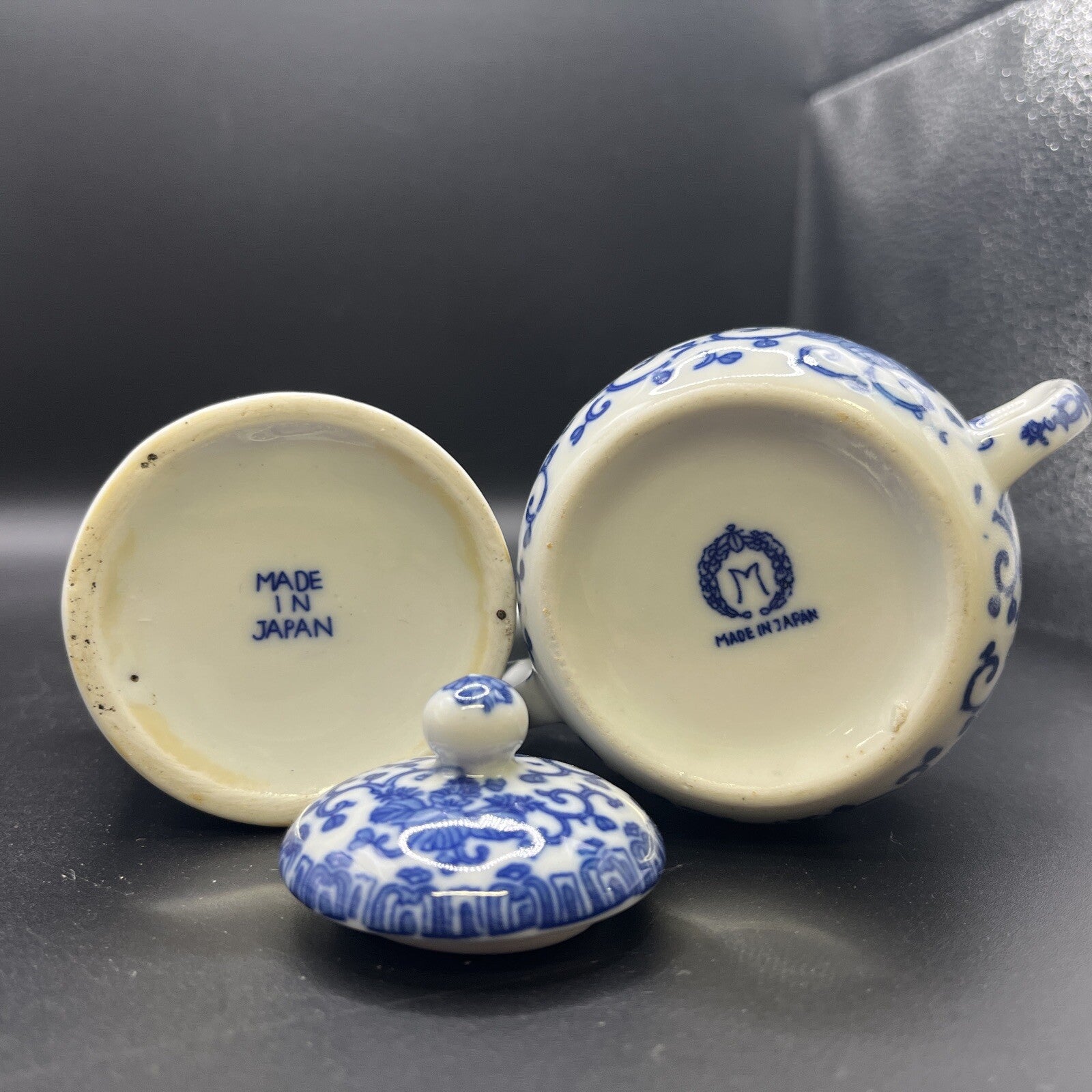 Vintage Morimura Brothers Noritake Blue Phoenix Flying Cream & Sugar Set