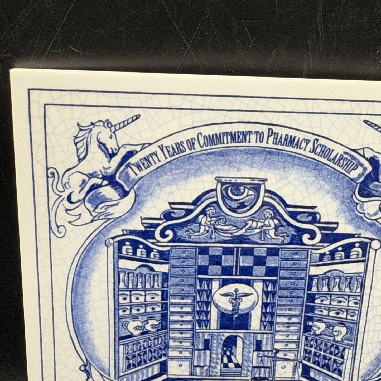 Delft Tile Schoonhaven Holland Vintage Tile Delft Blue White Pharmacy Drug # 4A