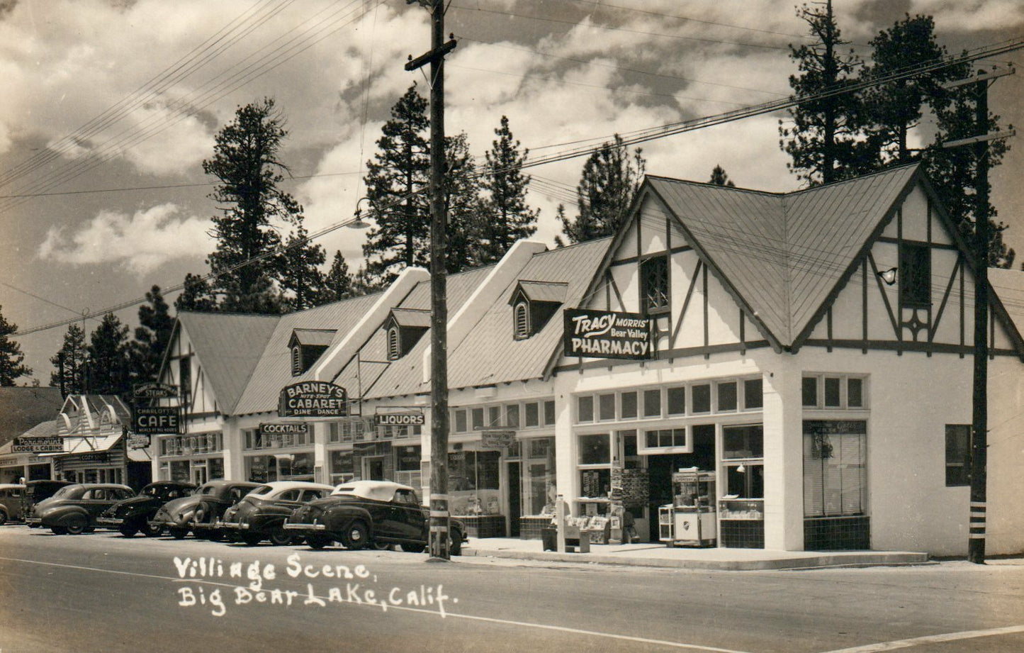 Real Photo Village Scene Big Bear Lake CA Calif California Vintage Postcard