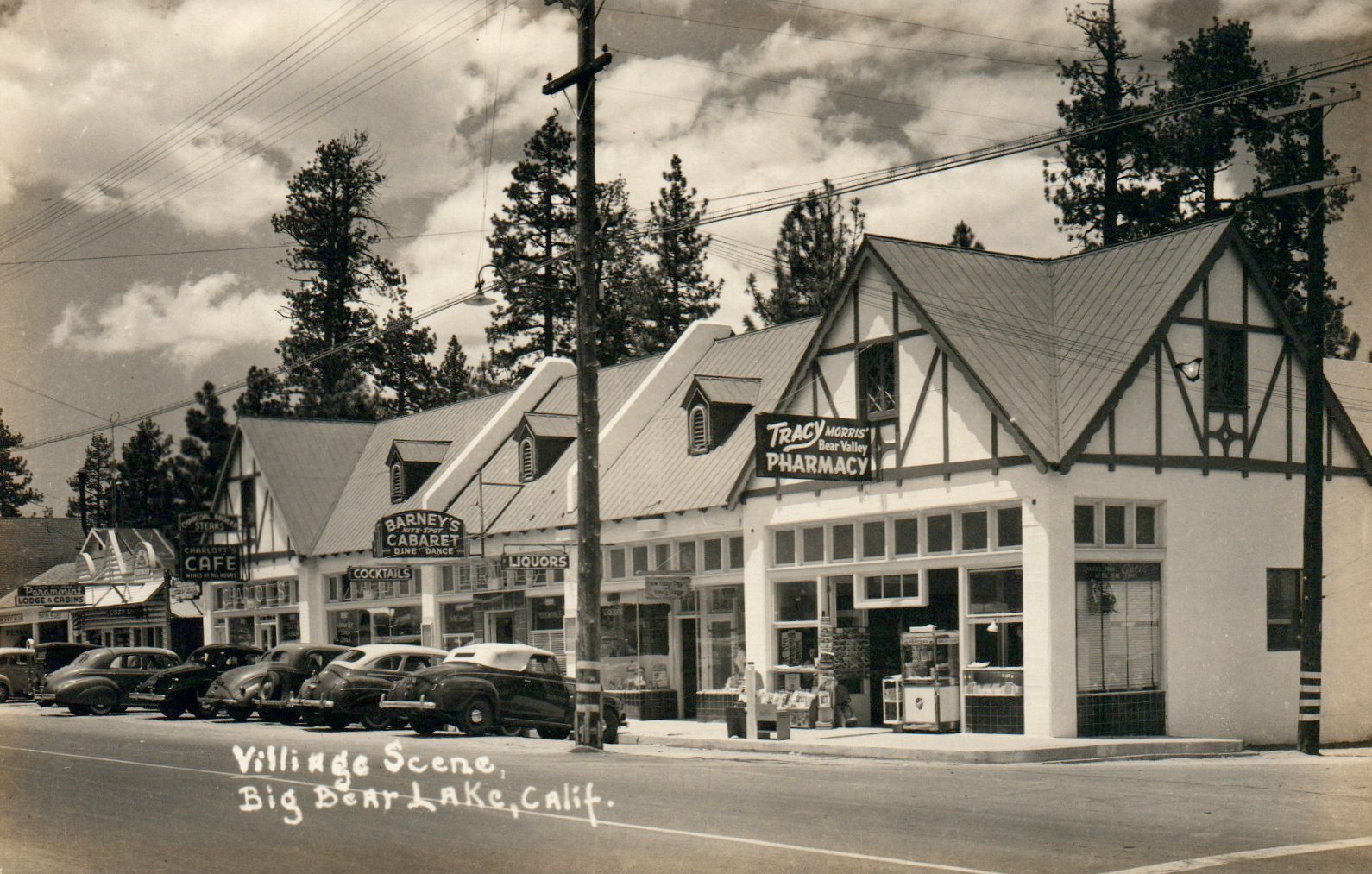 Real Photo Village Scene Big Bear Lake CA Calif California Vintage Postcard