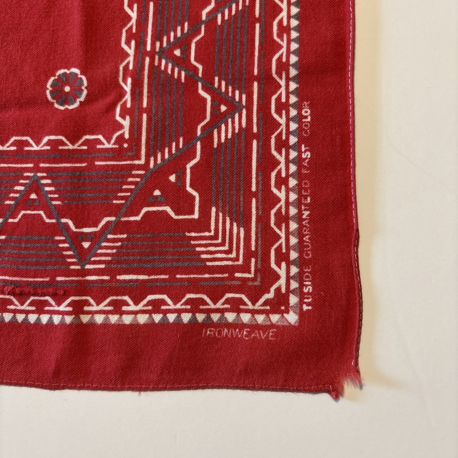 Ironweave Tuside Fast Color Red Bandana Western Design Handkerchief 18" x17-1/4"