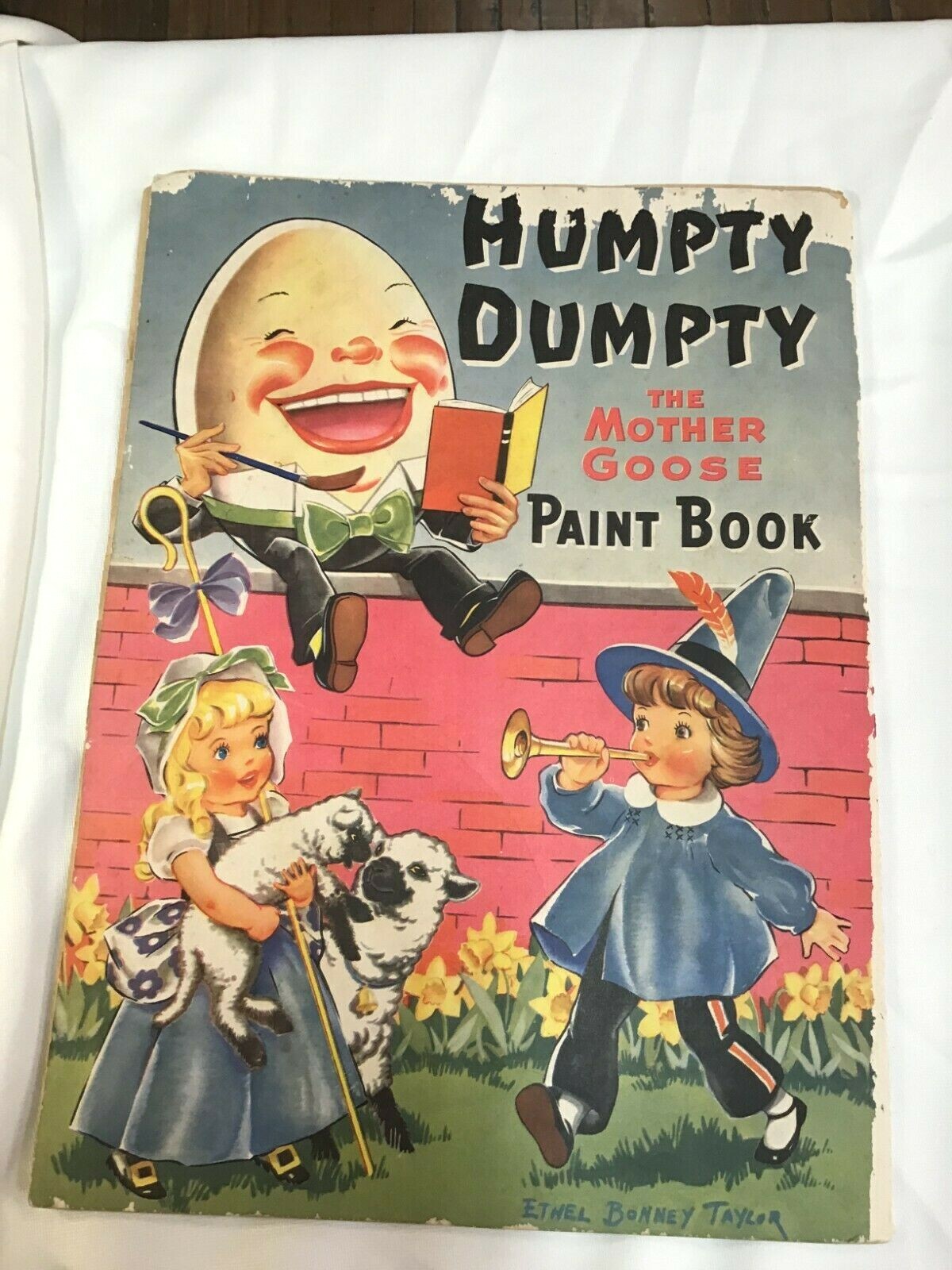 Vintage Large Jumbo Children's Child Humpty Dumpty The Mother Goose Paint Book