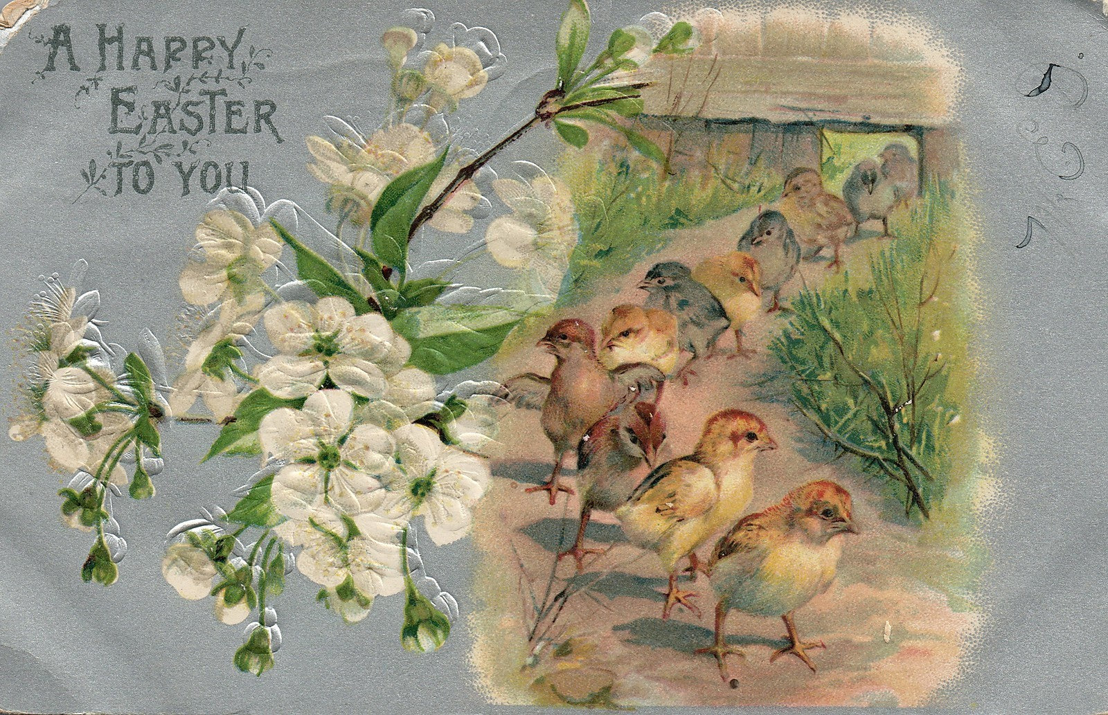Early Chick Parade Marching Floral Nash Easter Chick Postcard Series