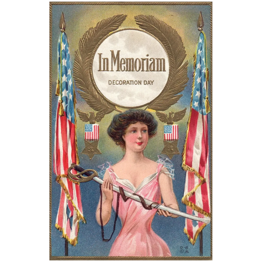 Vintage In Memoriam Decoration Day / Memorial Day Patriotic Postcard