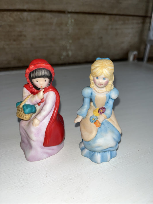 Franklin Mint Fairy Tale Surprises Porcelain Cinderella & RR Hood Figurine 1986