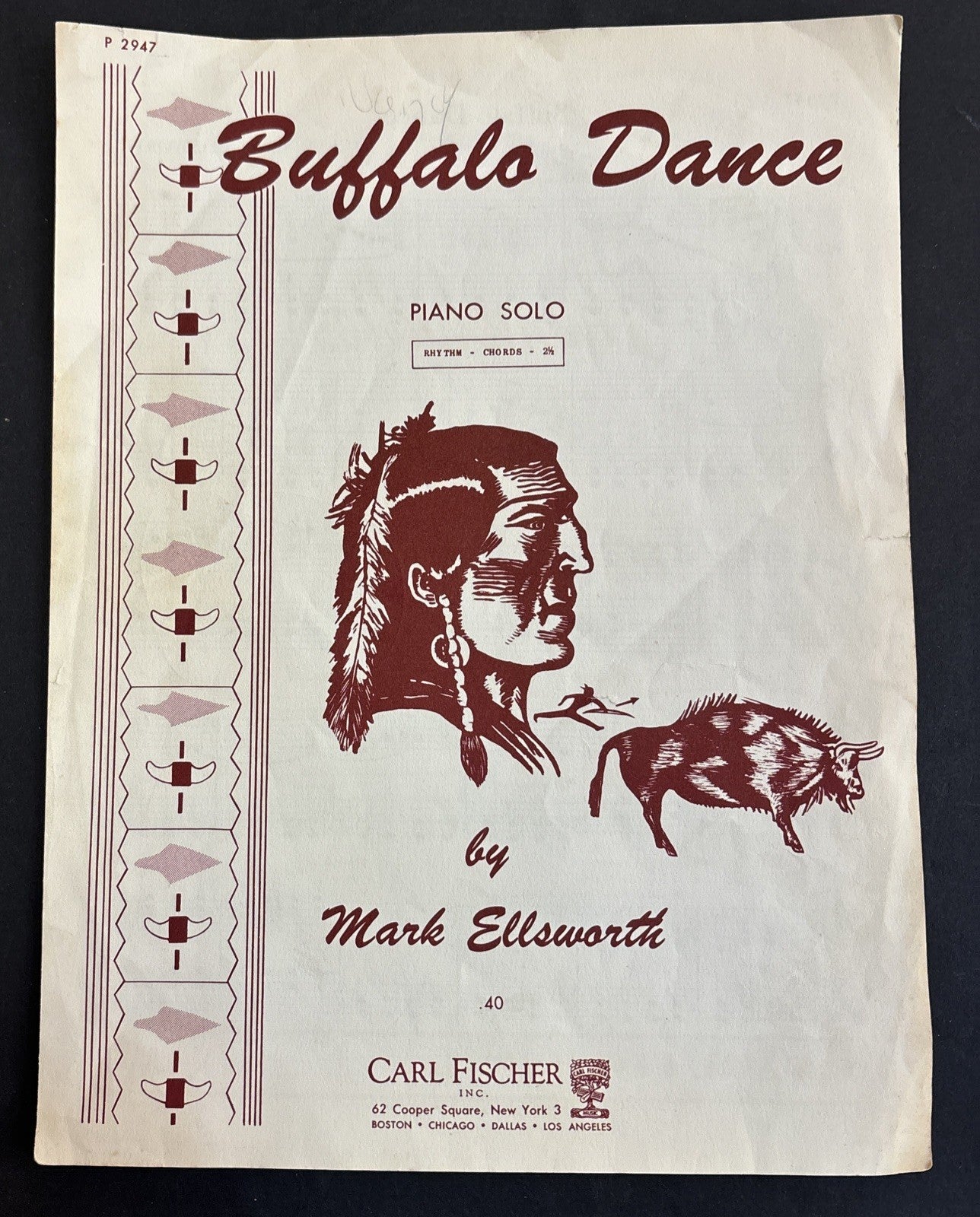 Buffalo Dance by Mark Ellsworth Piano Sheet Music 1959