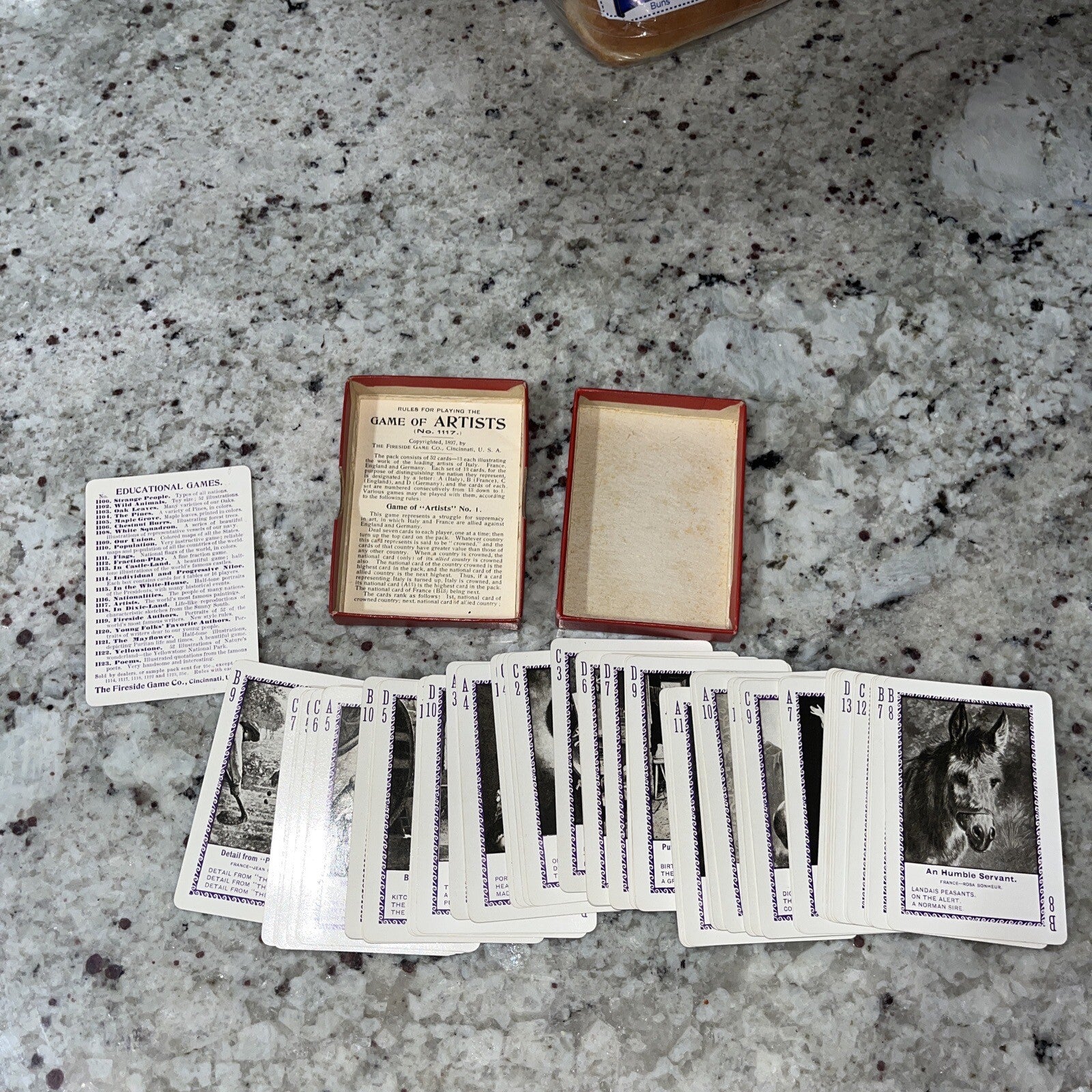 Game Of Artist The Fireside Game Co. 1897 Antique With Instructions #1117