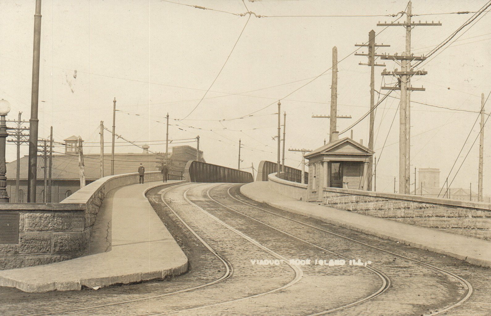 Real Photo Railroad Train Bridge Viaduct Rock Island IL Illinois Postcard