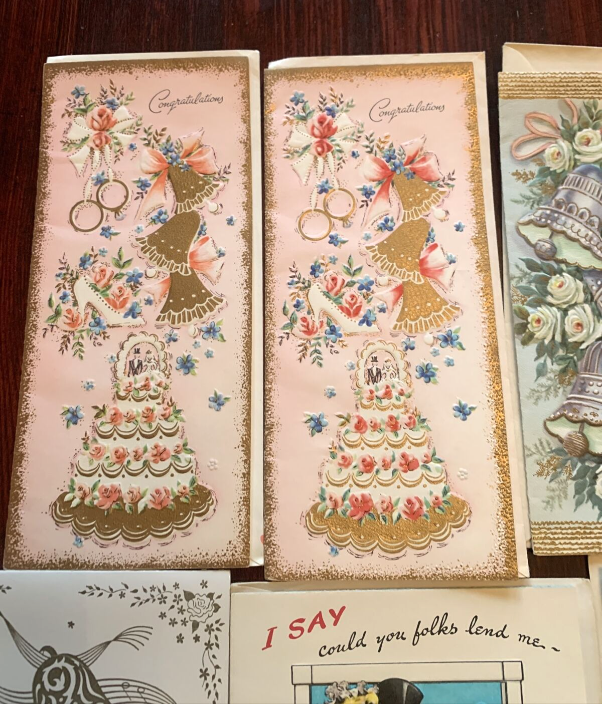 Lot of 8 Vintage Wedding Greeting Cards