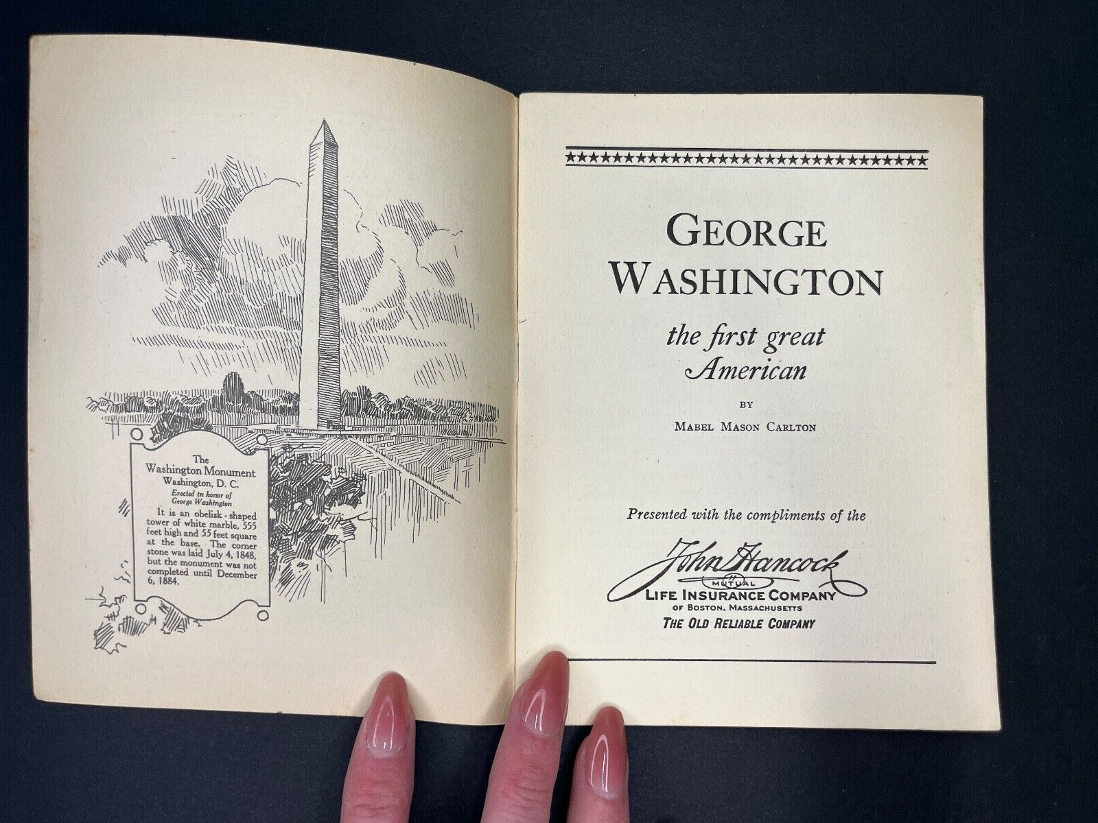 Vintage "George Washington" John Hancock Life Insurance Ad Book