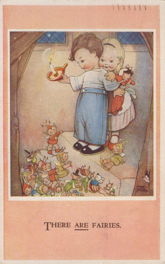 There Are Fairies Boy & Girl On Ledge MLA Artist Signed Mabel Lucie Attwell 1547