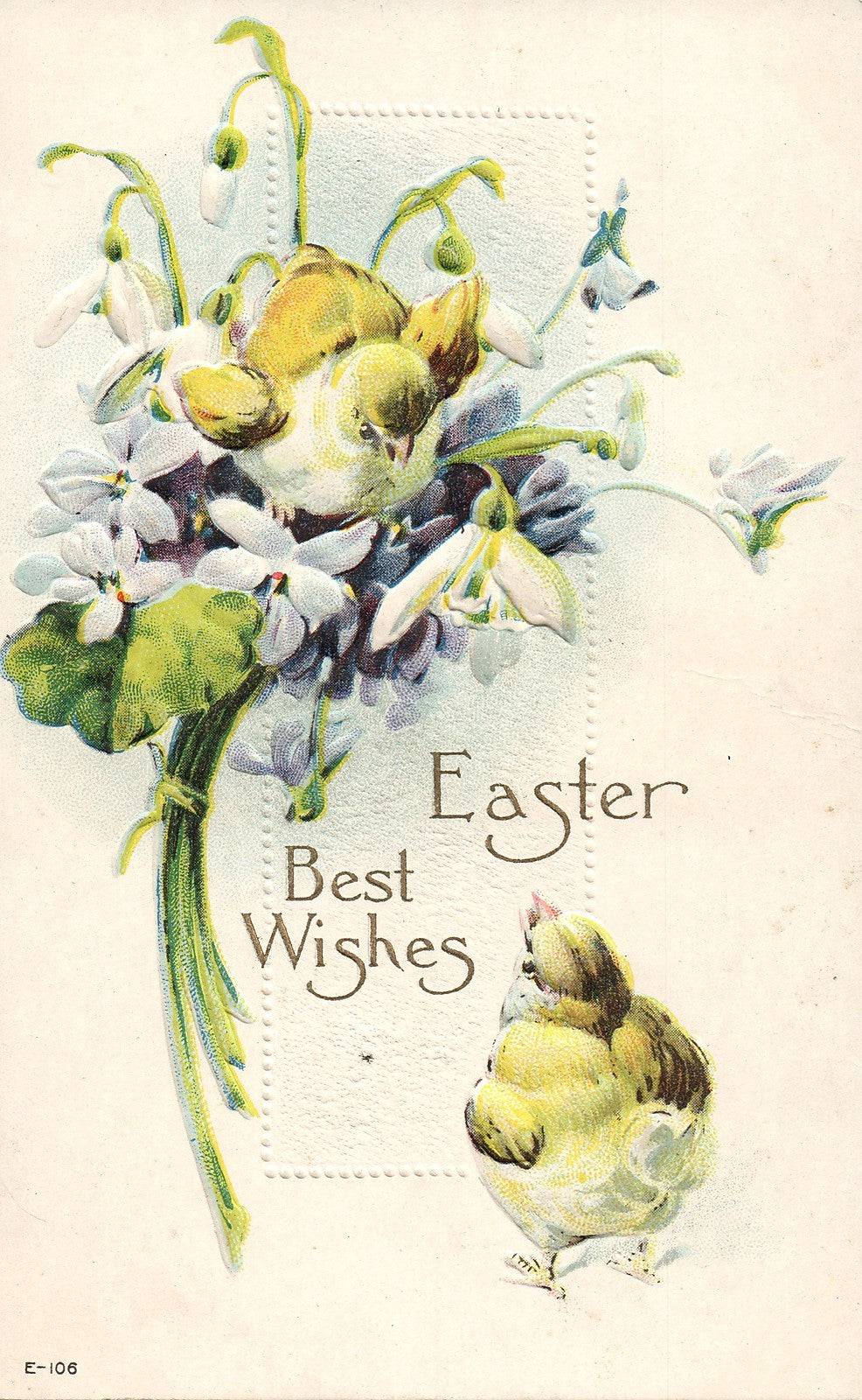 Easter Chicks Flowers Postcard Series E106
