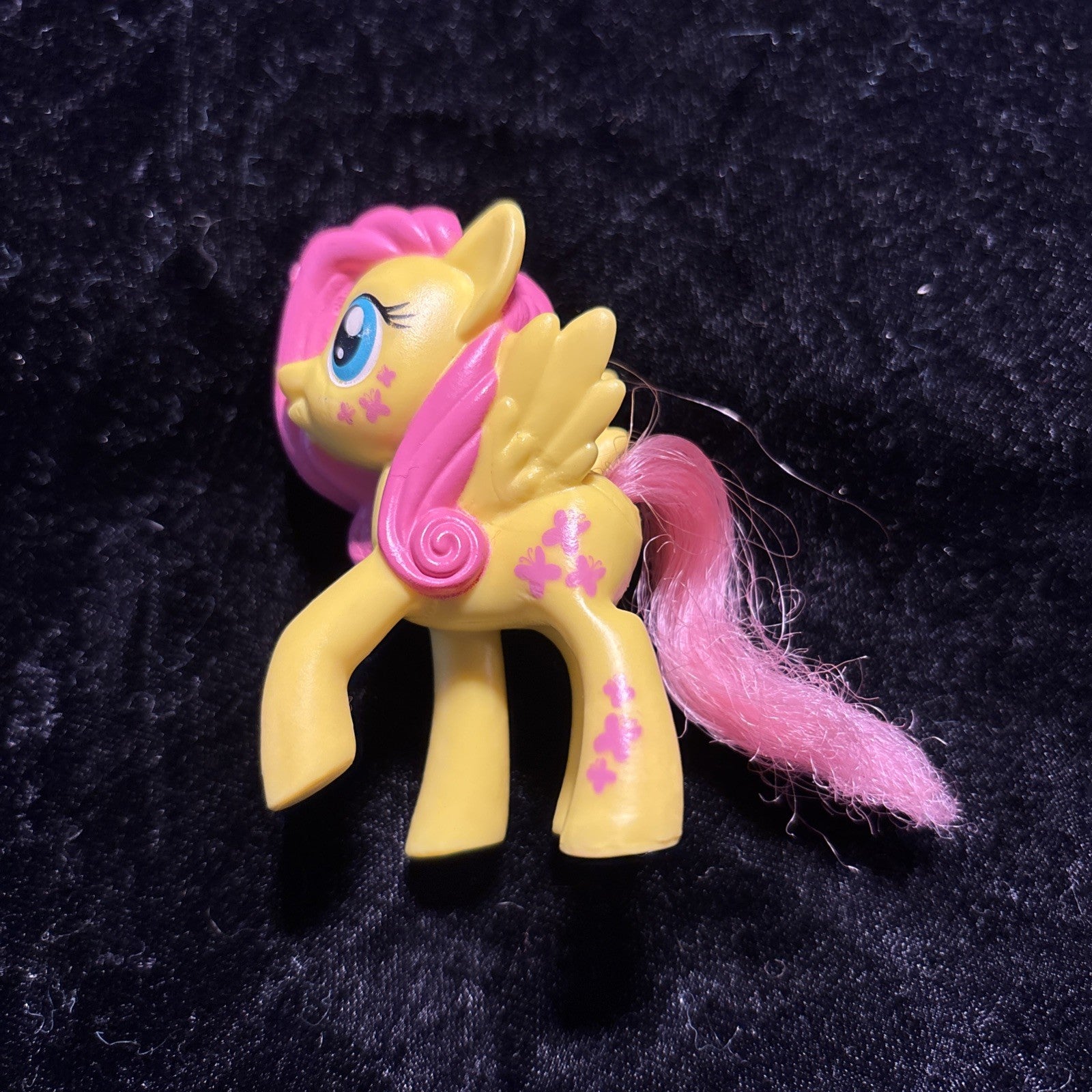 My Little Pony G4 Fluttershy Brushable Hair 3" Pegasus Figure MLP Yellow & Pink