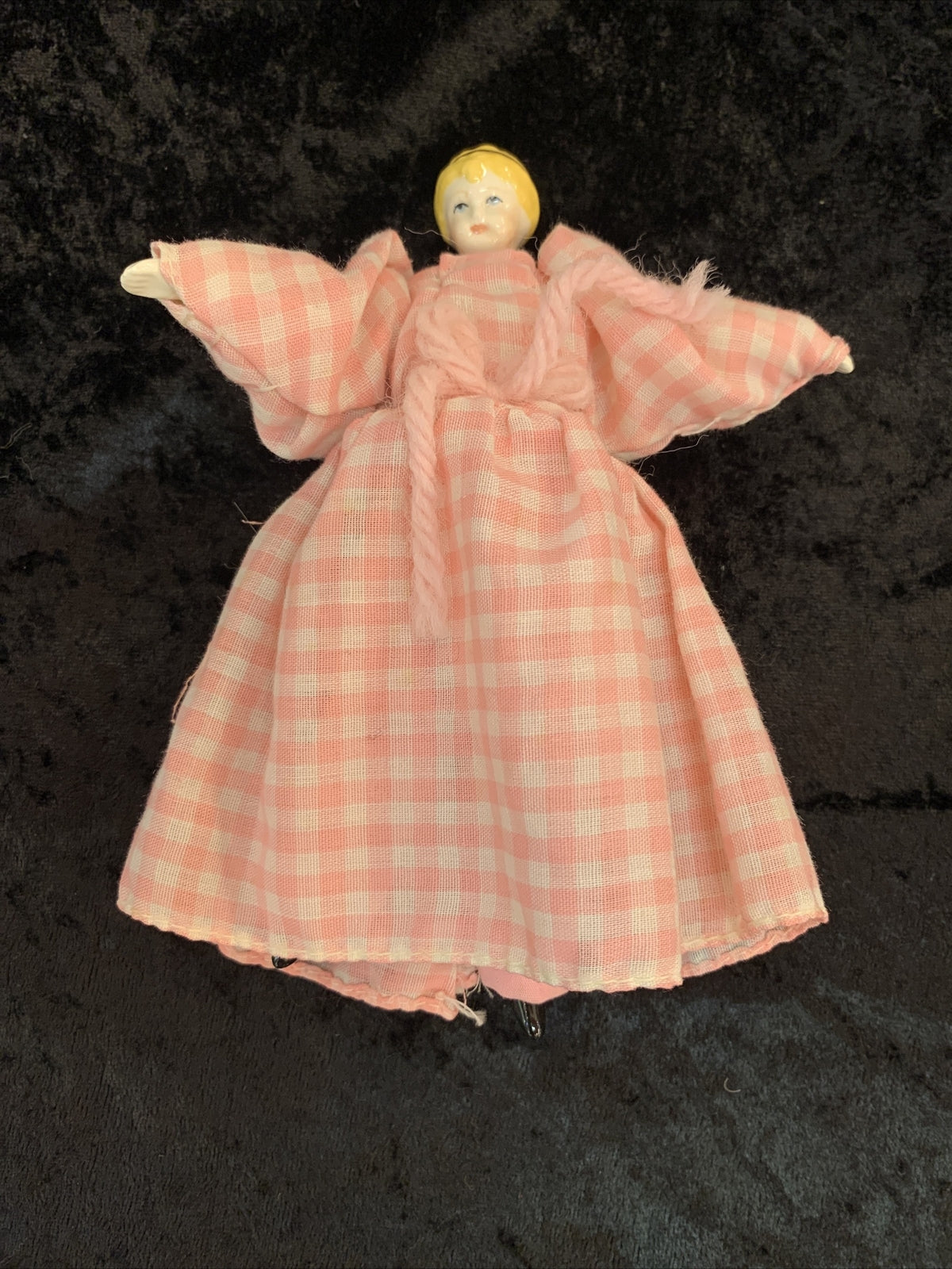 Vintage SULK Dolls Man with Oversized Suit Woman  Pink Plaid Dress Tiny Head