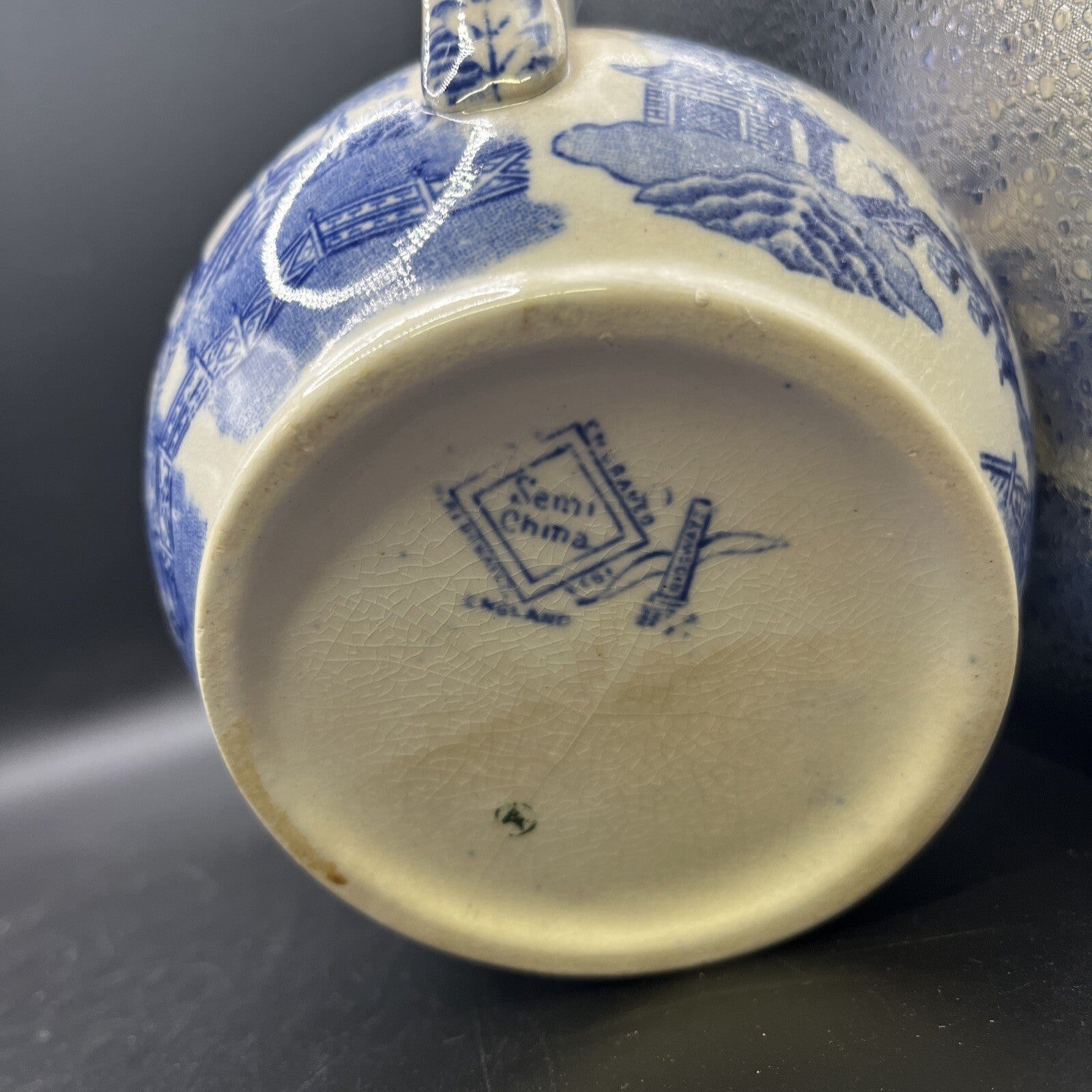 Antique Ridgeway Transfer Ware Staffordshire Blue Willow Large Pitcher C. 1890's