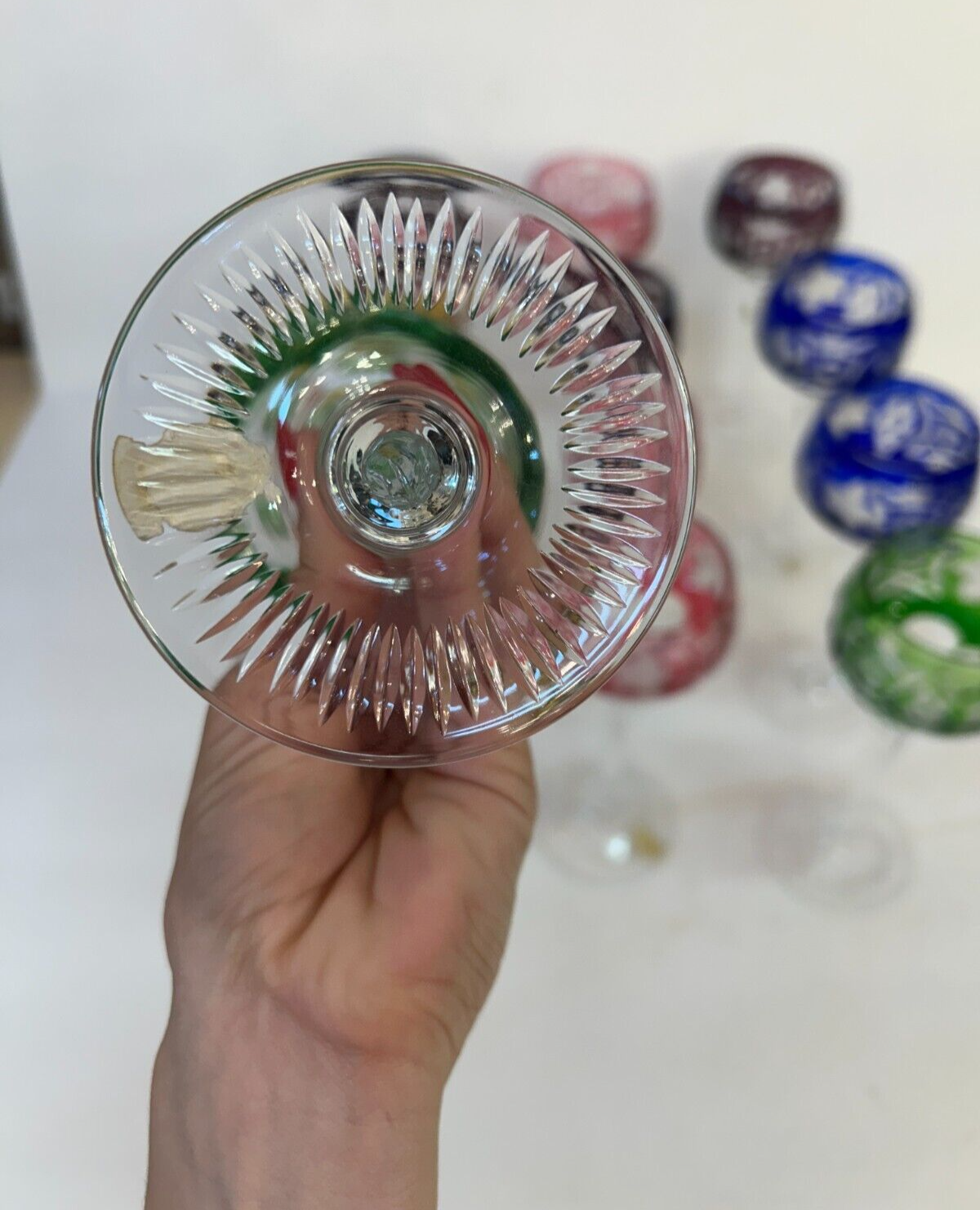 12 NACHTMANN TRAUBE Crystal 8.25 Cut To Clear WINE GOBLET Bohemian Marsala