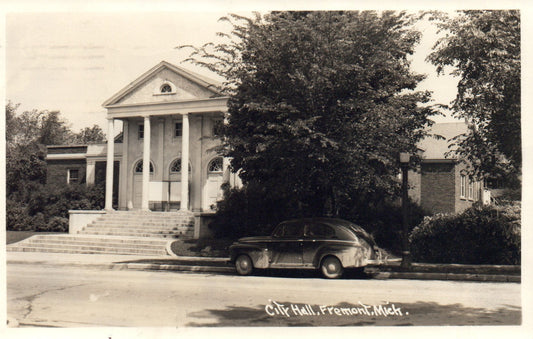 City Hall, Fremont MI Mich Michigan Postcard, Real Photo