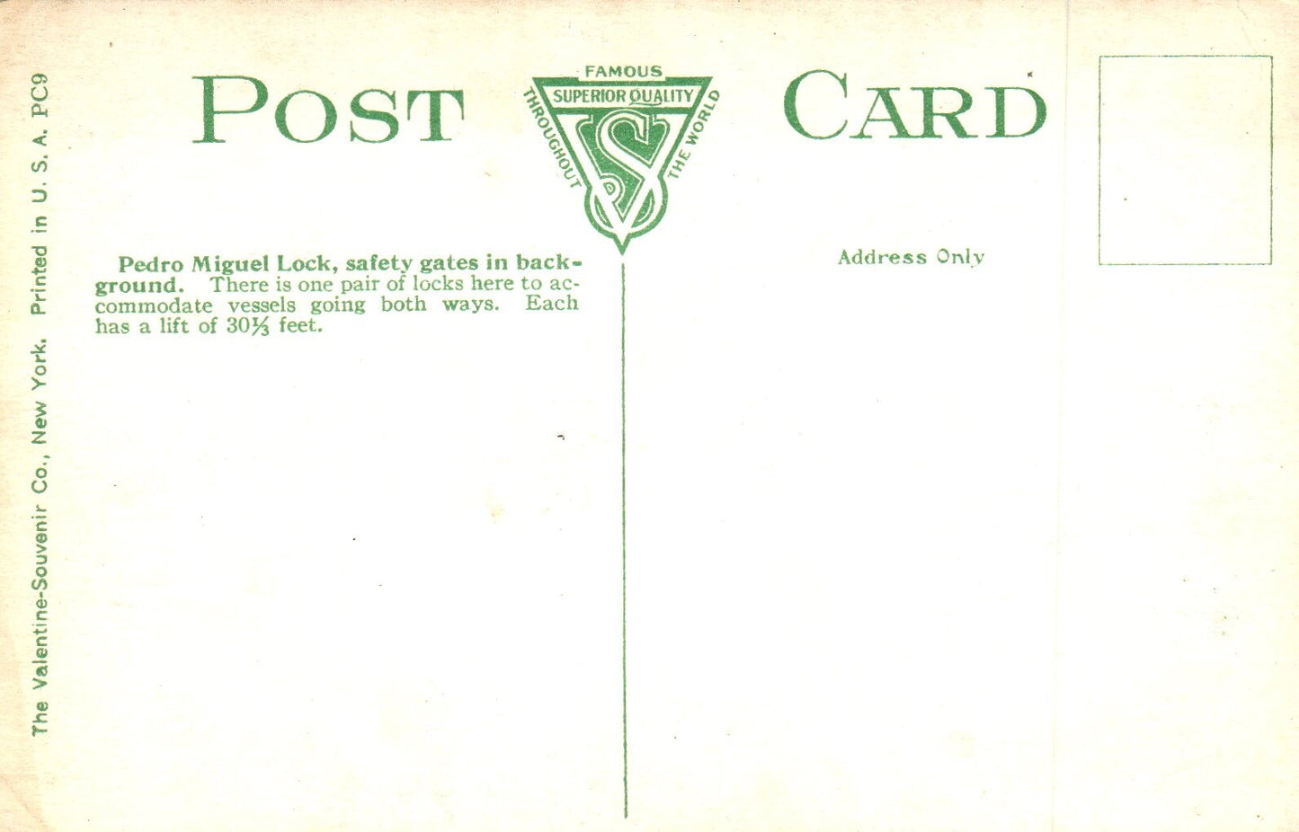 Pedro Miguel Lock Safety Gates in Background Vintage Panama Postcard