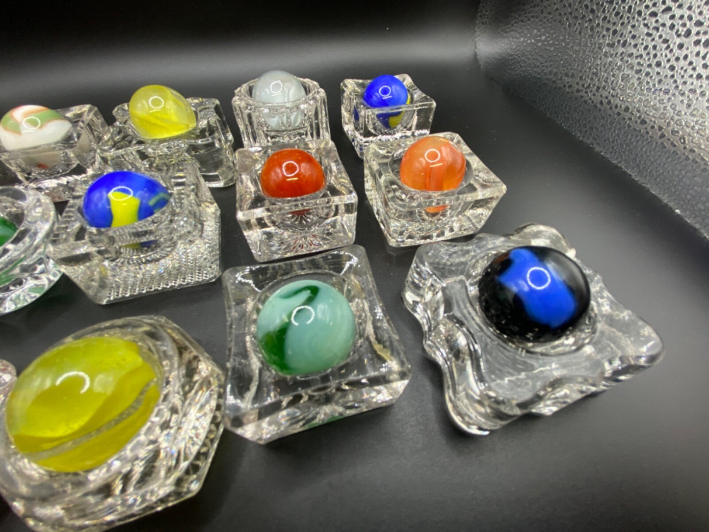 Vintage Lot of 15 large Marble boulders agate swirl Marbles Salt Dips NOT INCL