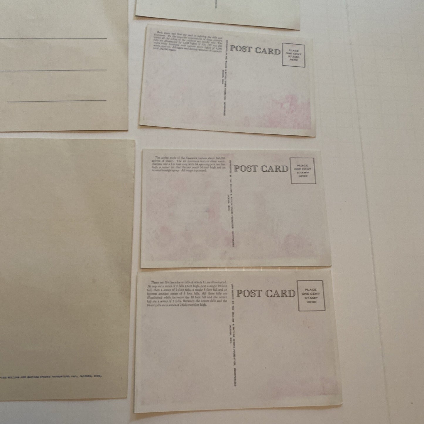 Lot of 6 Jackson MI Michigan  Postcard Oversize Cascades Fountain