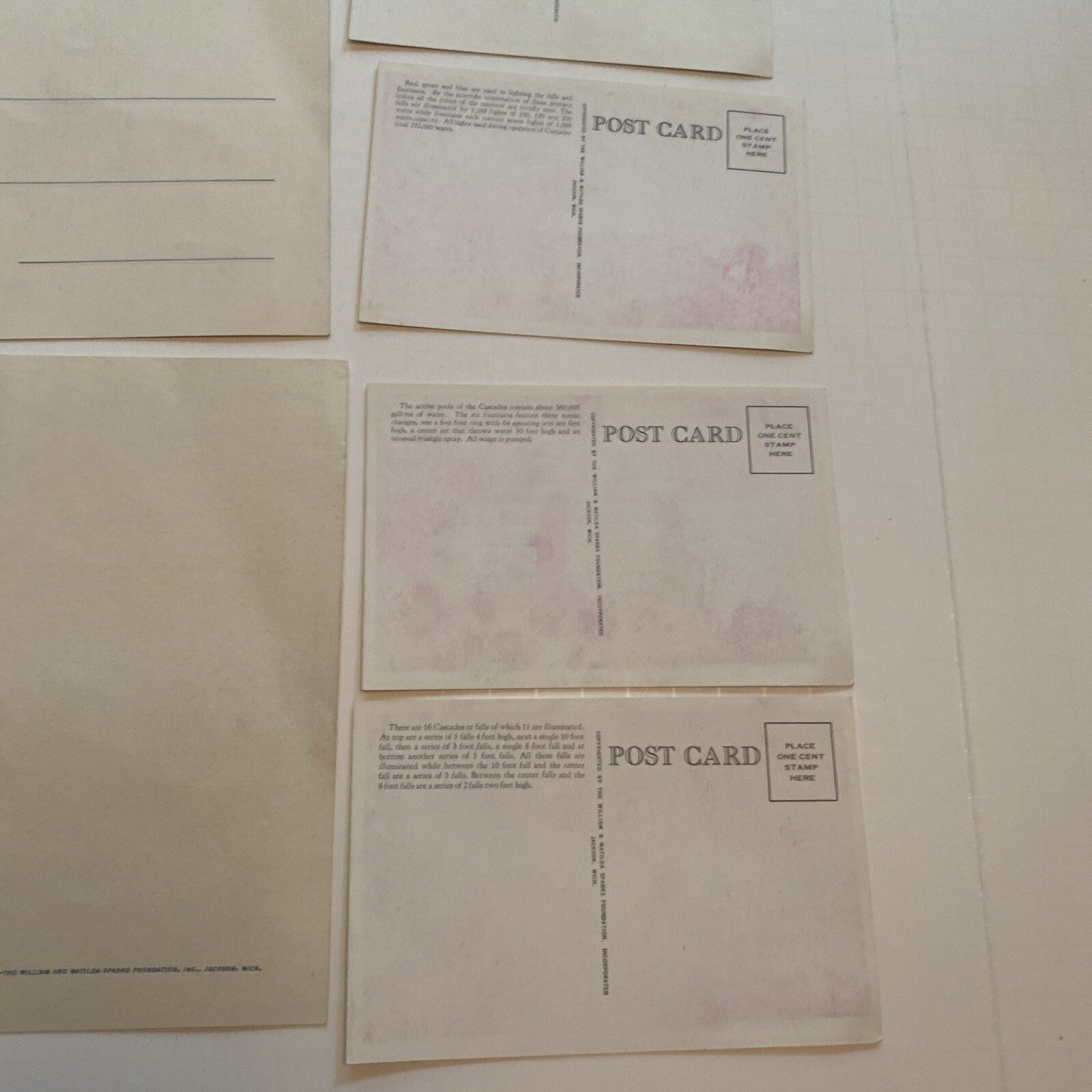 Lot of 6 Jackson MI Michigan  Postcard Oversize Cascades Fountain