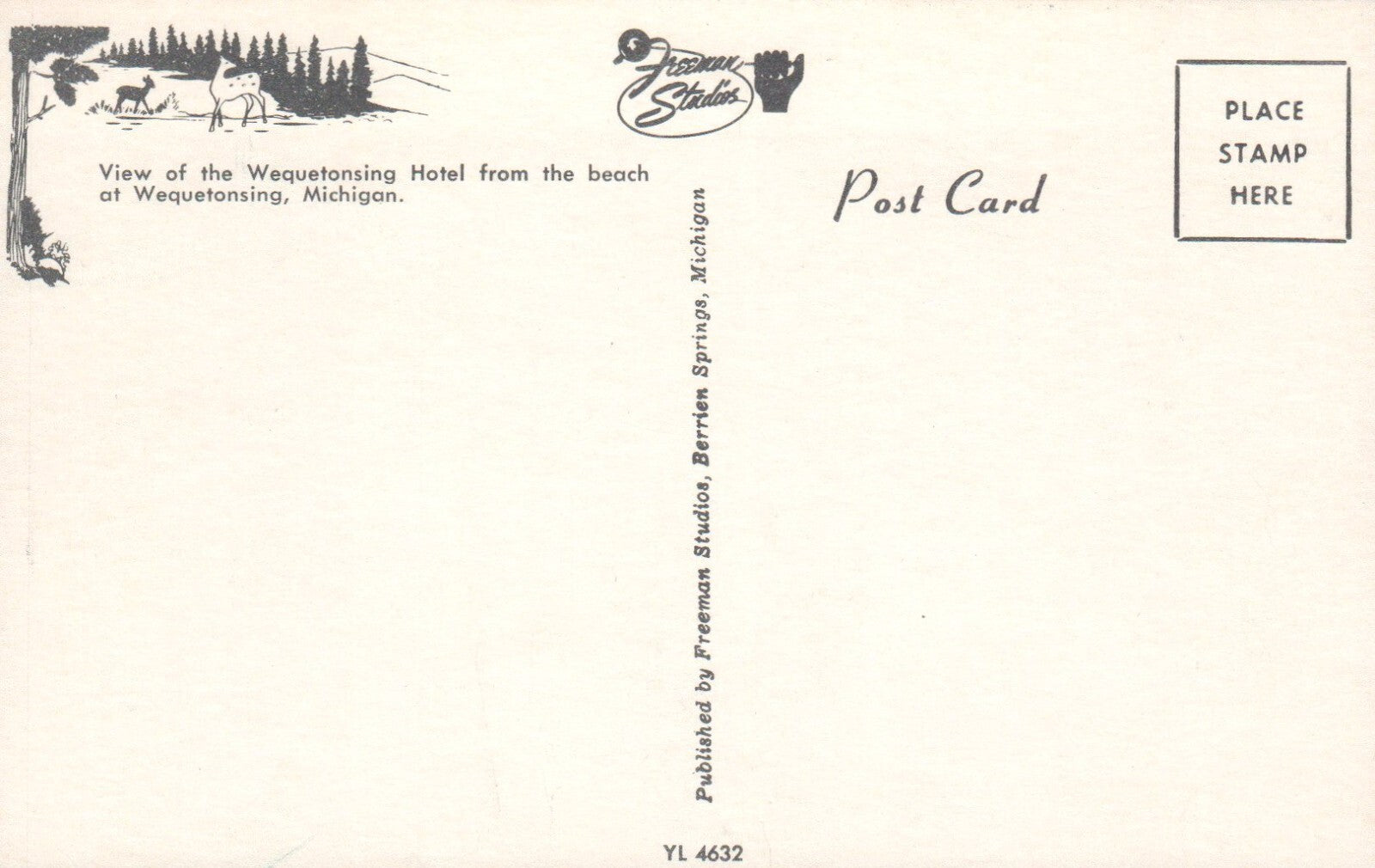 View of Wequetonsing Hotel Harbor Springs MI Michigan Mich Postcard