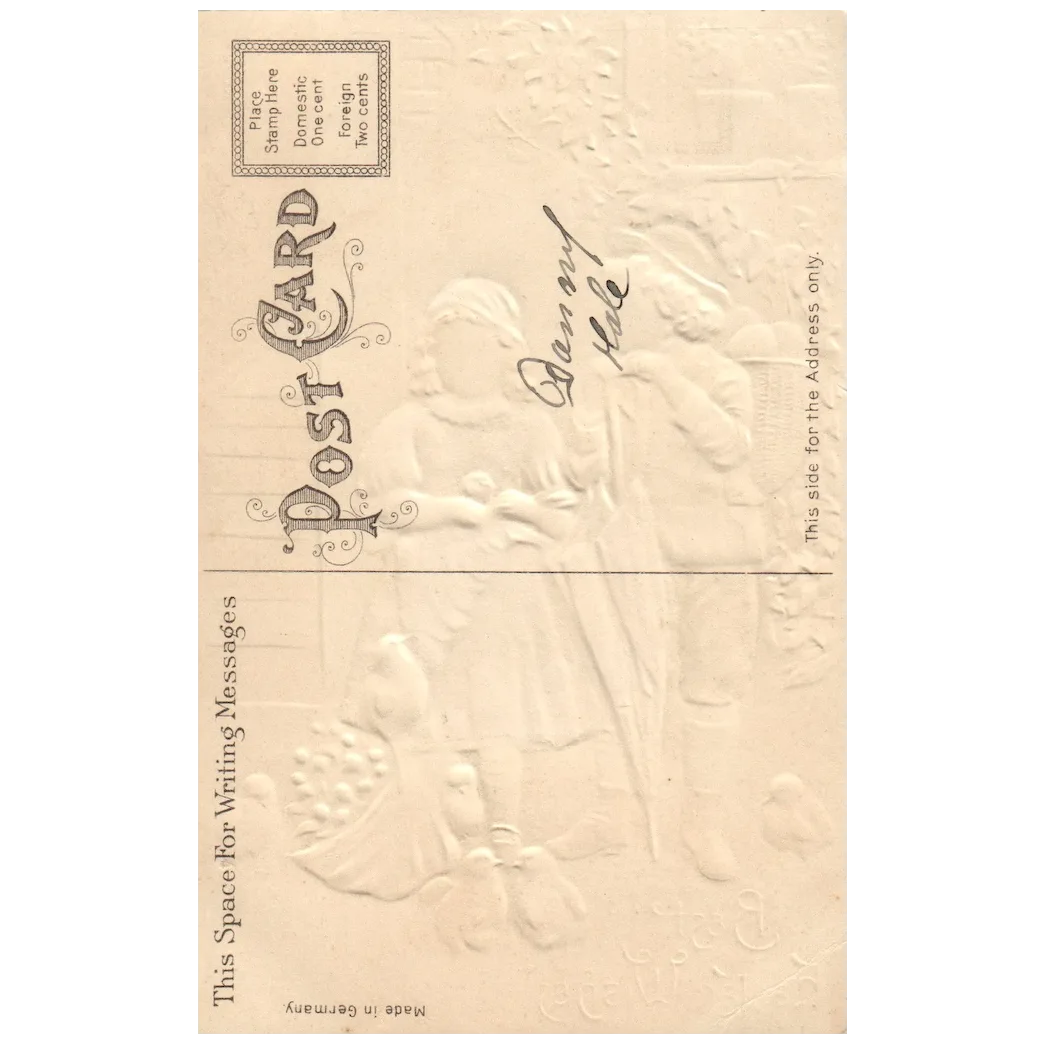 Silk Best Easter Wishes Children and Chicks Vintage Easter Postcard