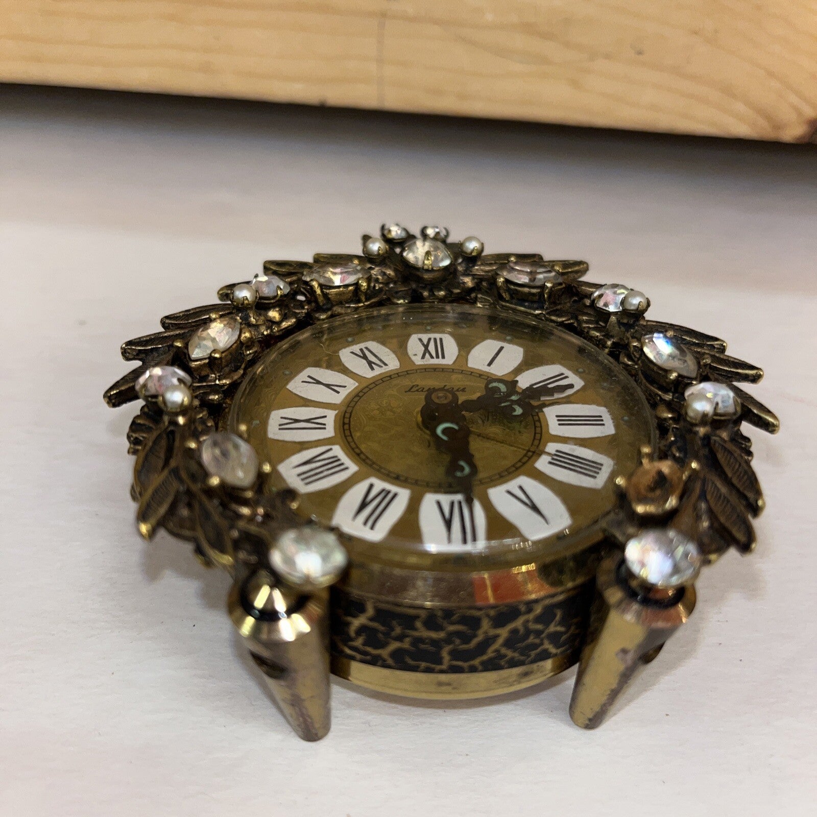 Linden Brass Wind Up Alarm Clock Marked West Germany 3.5” Rare Vintage