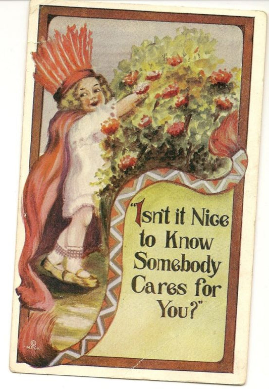 Native American Indian Series 1911 Girl picks flowers Postcard