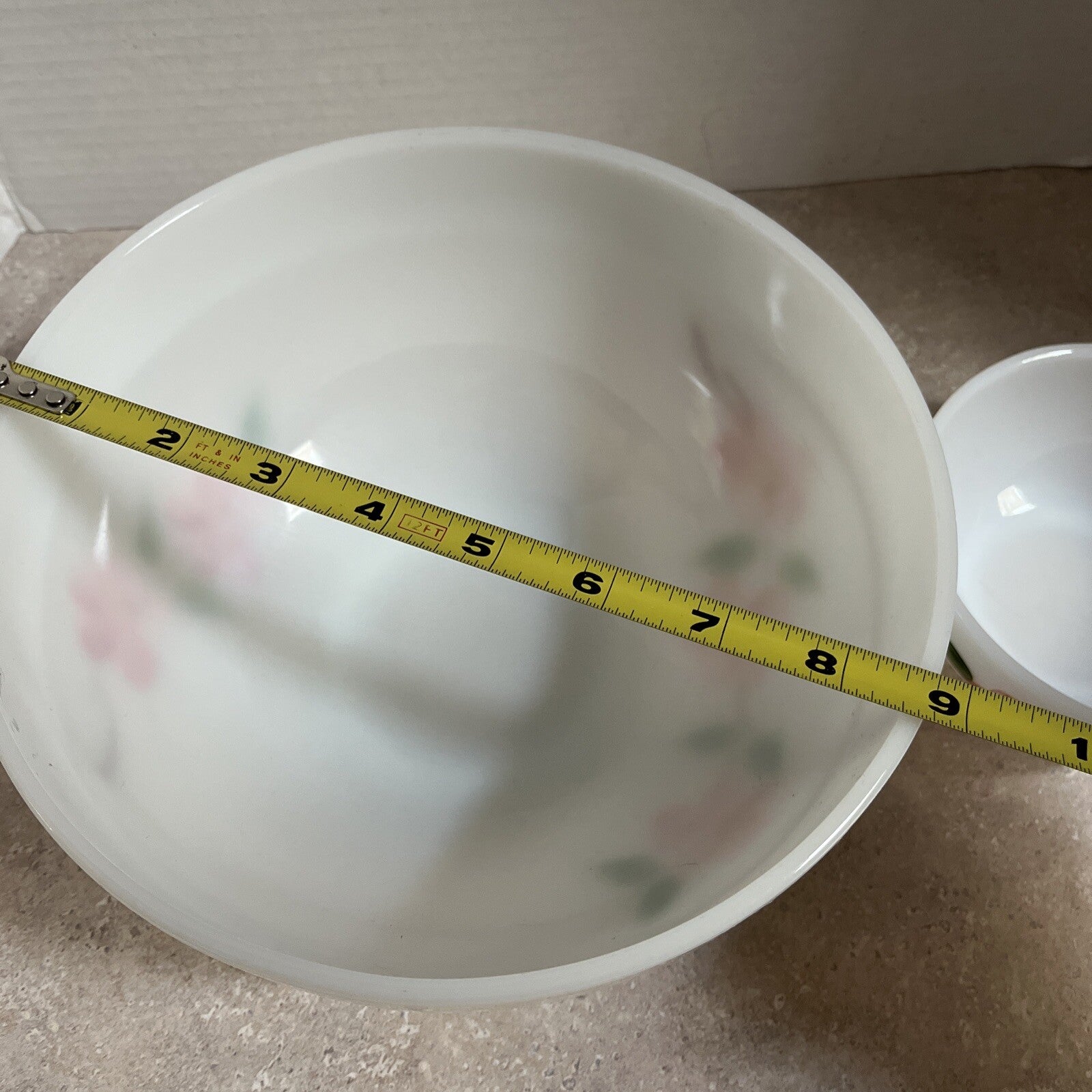 Vintage Peach Blossom Colonial chip & Dip Bowl Fire Anchor Hocking (2)