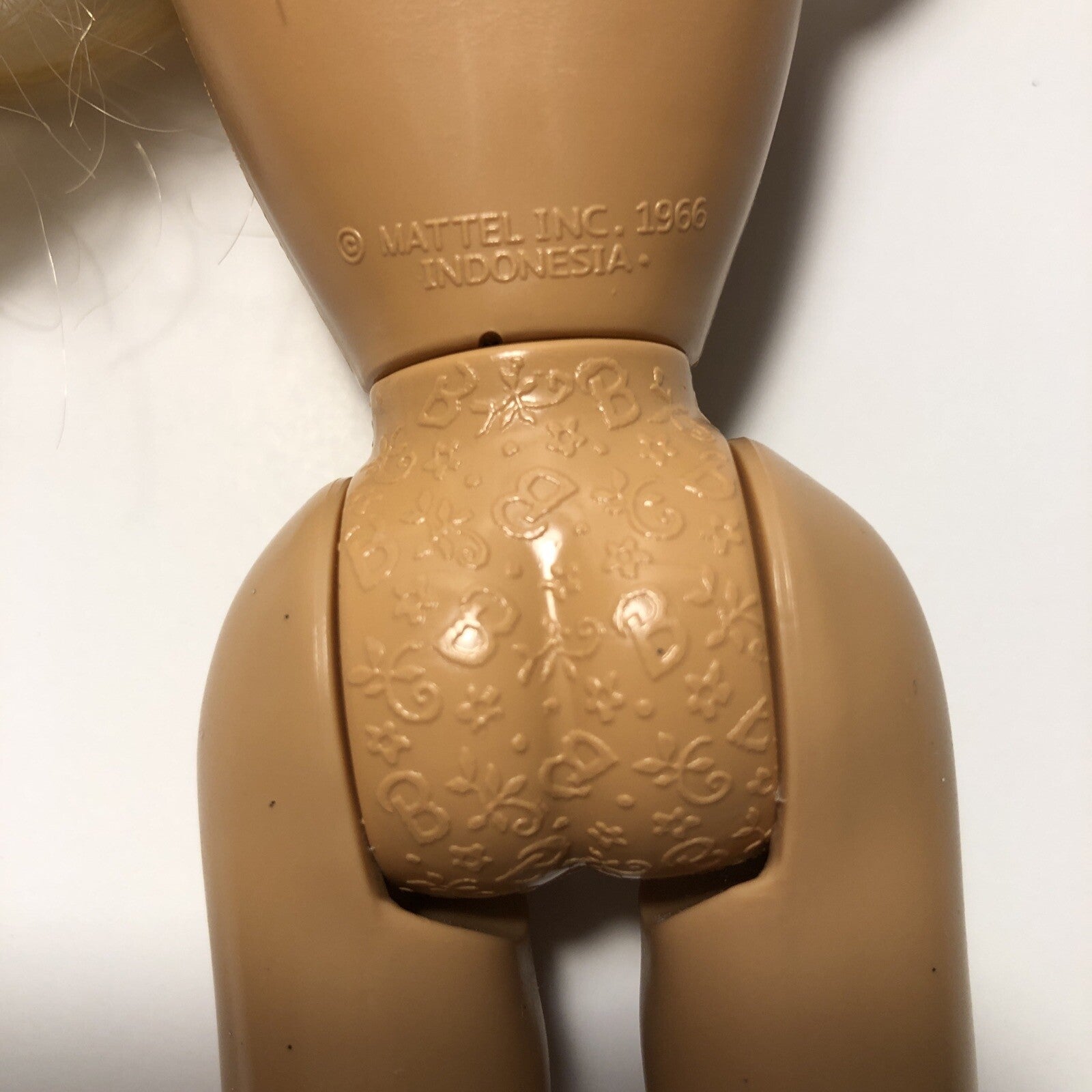 Mattel 1966 Blonde Barbie Doll Toy Blue Eyes Twist & Turn w/ Earrings Indonesia