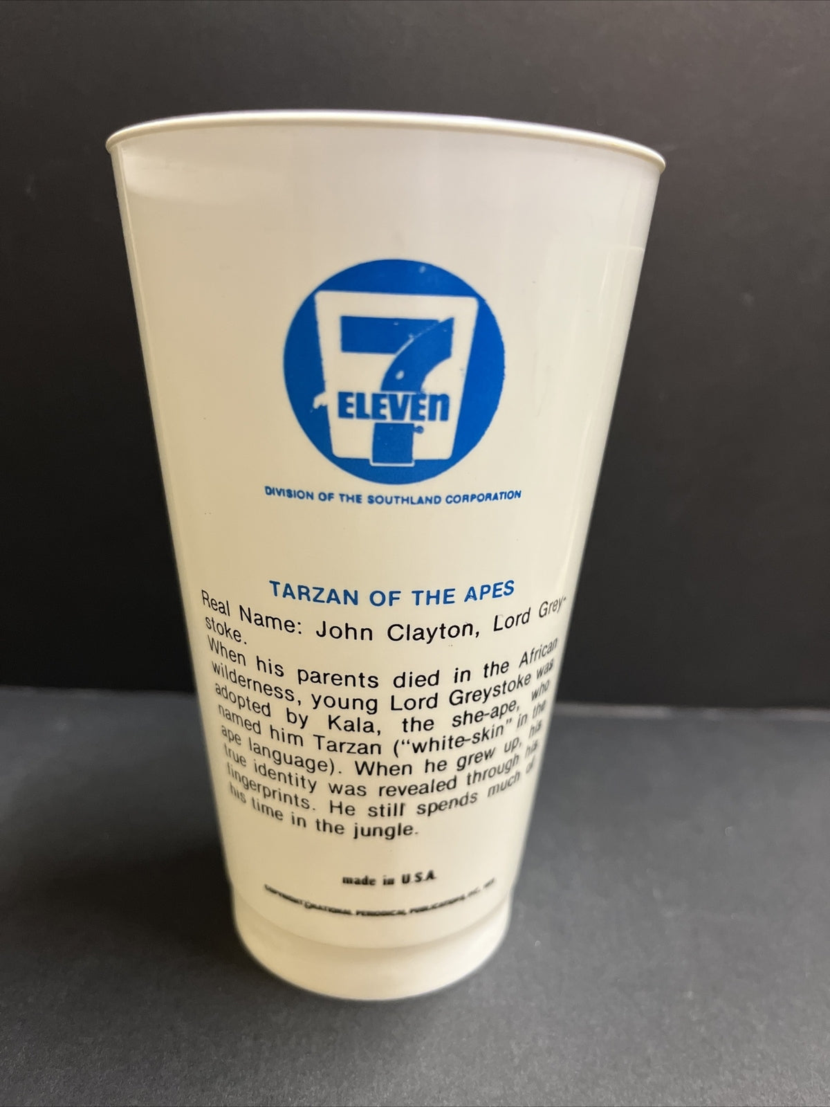 Vintage 1973 7/11 Plastic Slurpee Cup Super Hero "Tarzan of the Apes"