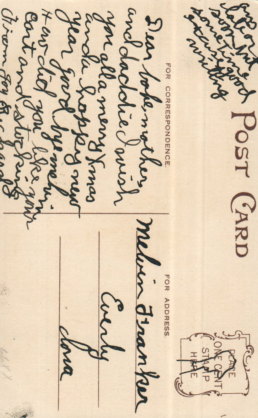  1908 Vintage Postcard Child Little Girl with Holly PC 43